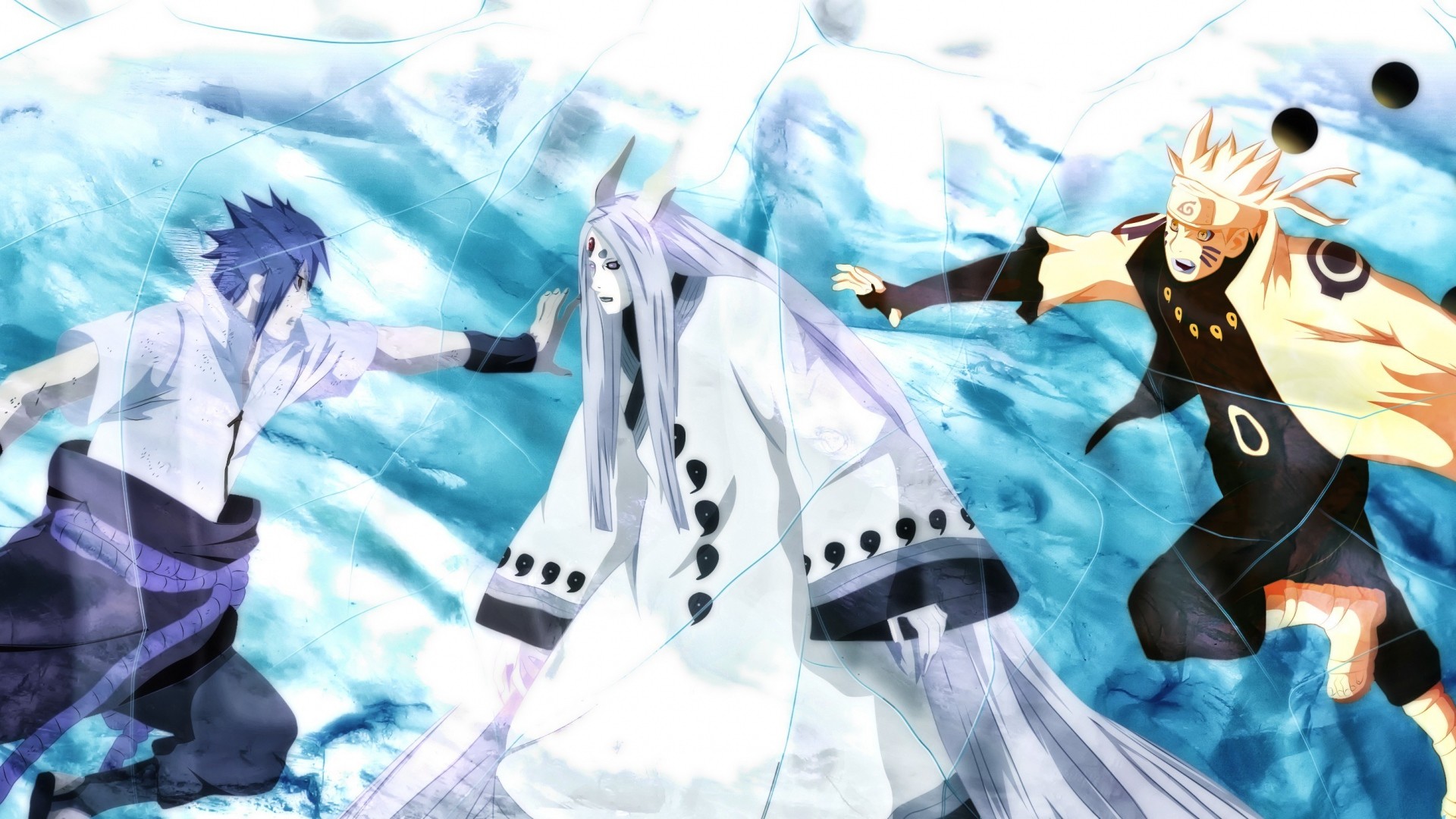 Sasuke Uchiha, Kaguya Otsutsuki, Naruto Uzumaki, Naruto Shippuden, sfondo desktop Full HD