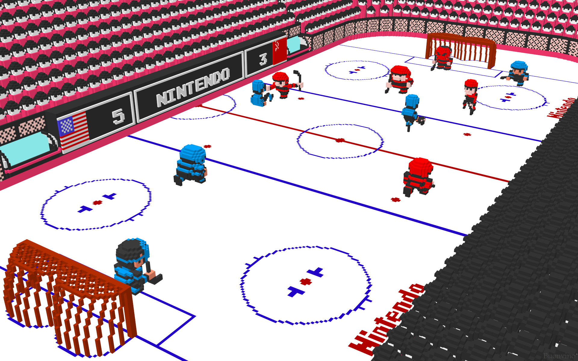 Ice Hockey, Nintendo, NES, Hockey su ghiaccio, Voxel, 1920x1200, sfondo MacBook Pro