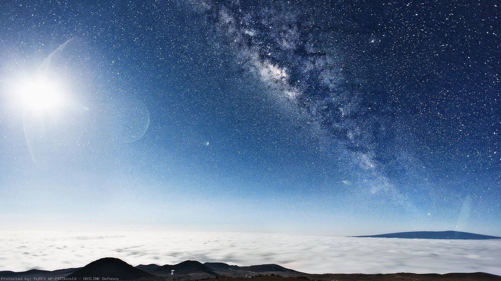 Mauna Kea, Hawaii, Via Lattea, Cielo stellato, Mare di nuvole, Notte, sfondo 1920x1080 per PC