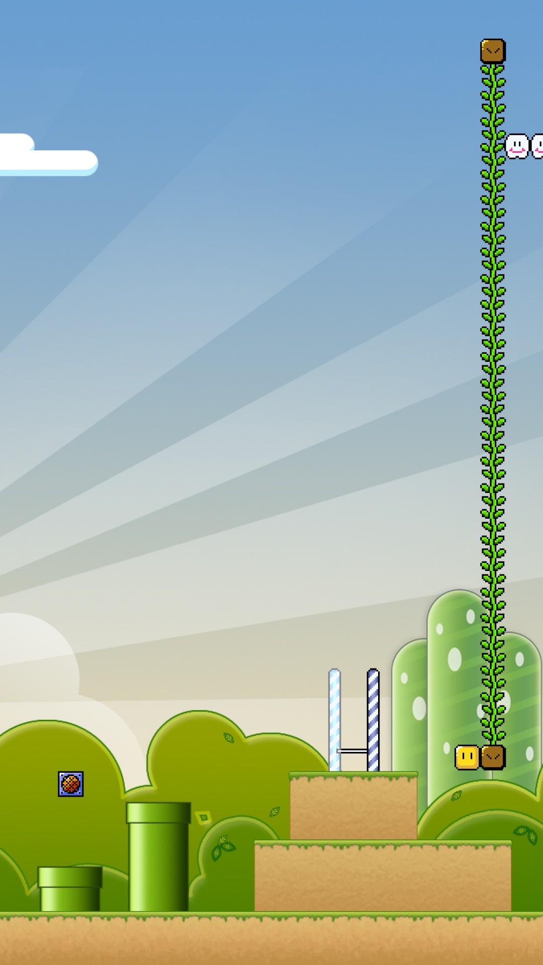 Super Mario Bros., Pixel art, Pianta rampicante, Full HD, sfondo verticale per cellulare