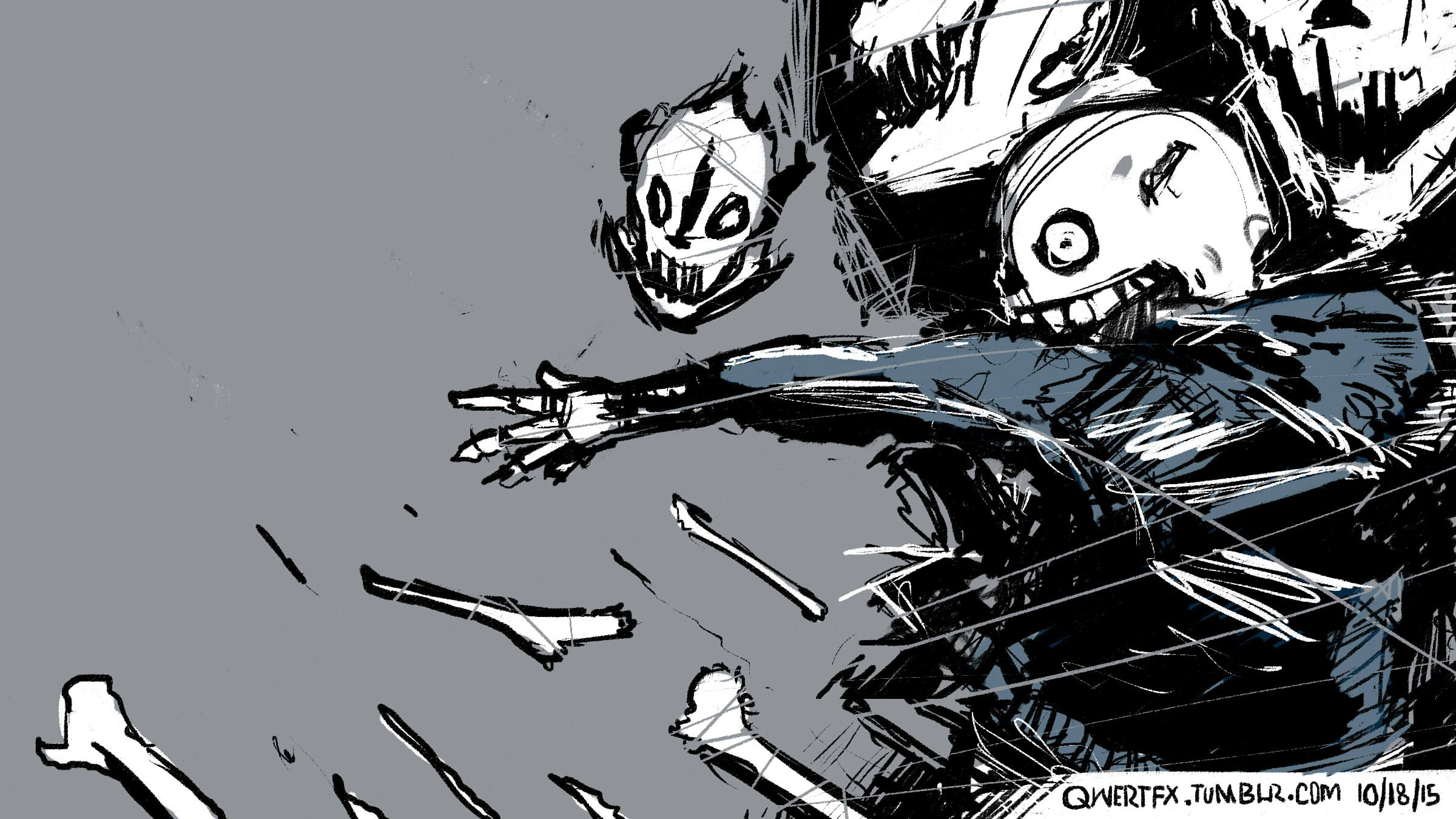 Sans, Undertale, Gaster Blaster, Ossa, Bianco e nero, Full HD, sfondo per PC e portatile