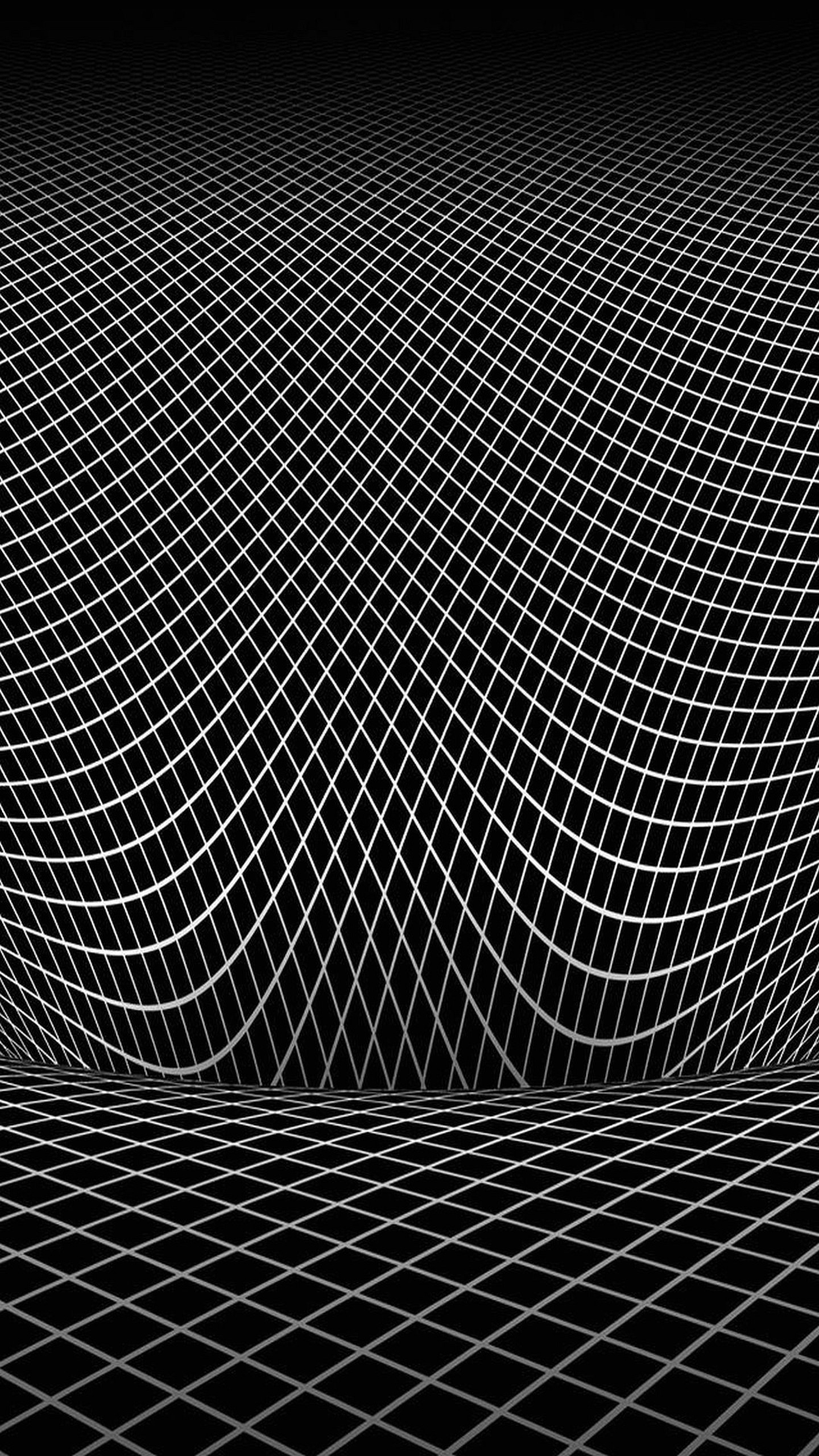 Griglia 3D, Linee, Bianco e nero, sfondo per iPhone e Android