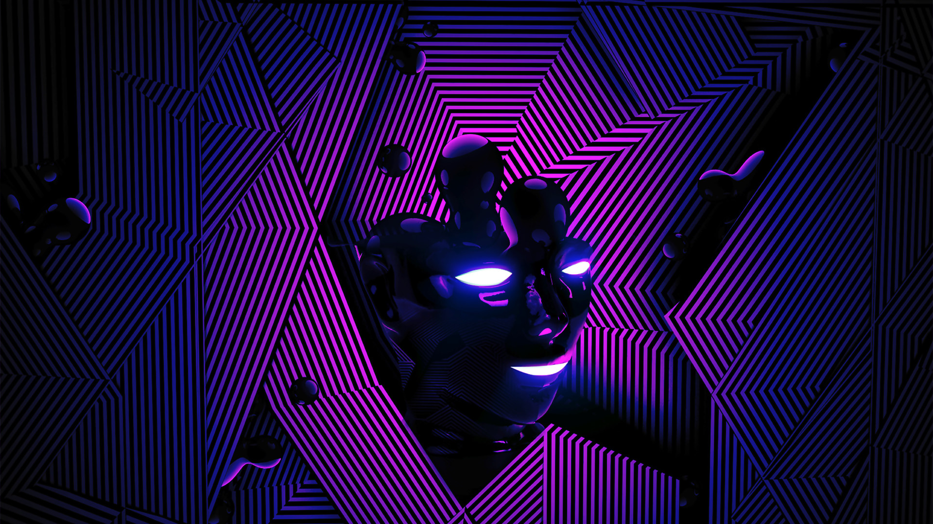Volto, Linee, Viola, Neon, Full HD, sfondo per portatile