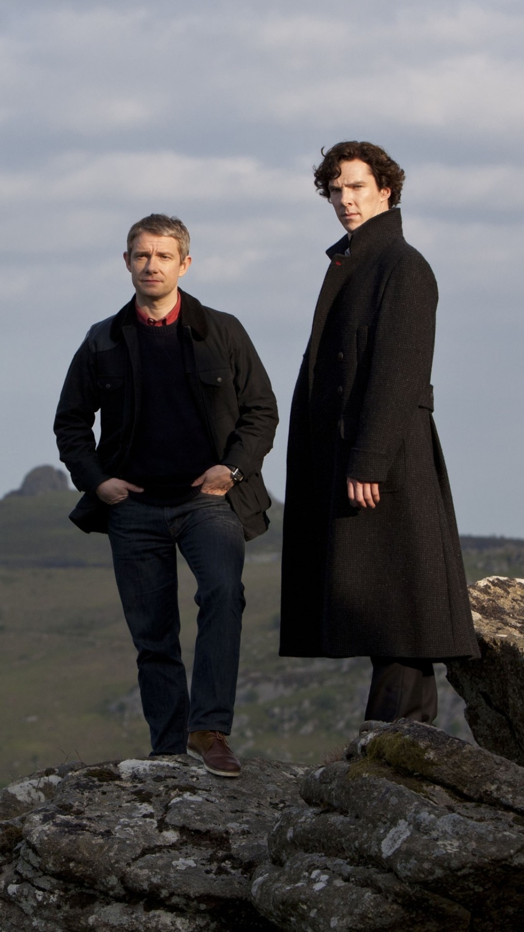 Sherlock Holmes, John Watson, Benedict Cumberbatch, Martin Freeman, Sherlock, Brughiera, sfondo Full HD