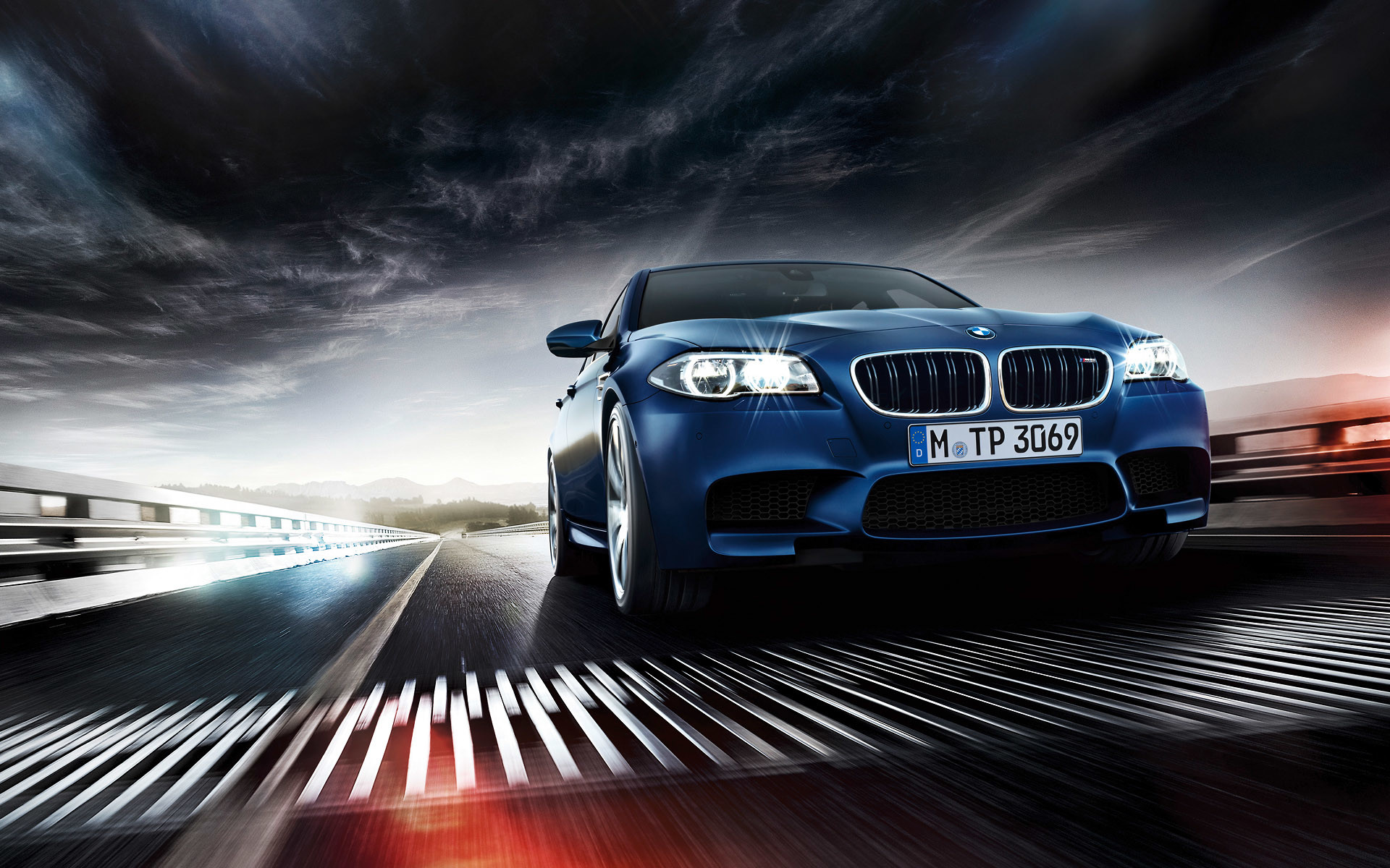 BMW M5 (F10), BMW, Blu, Strada, Velocità, 1920x1200, sfondo per PC