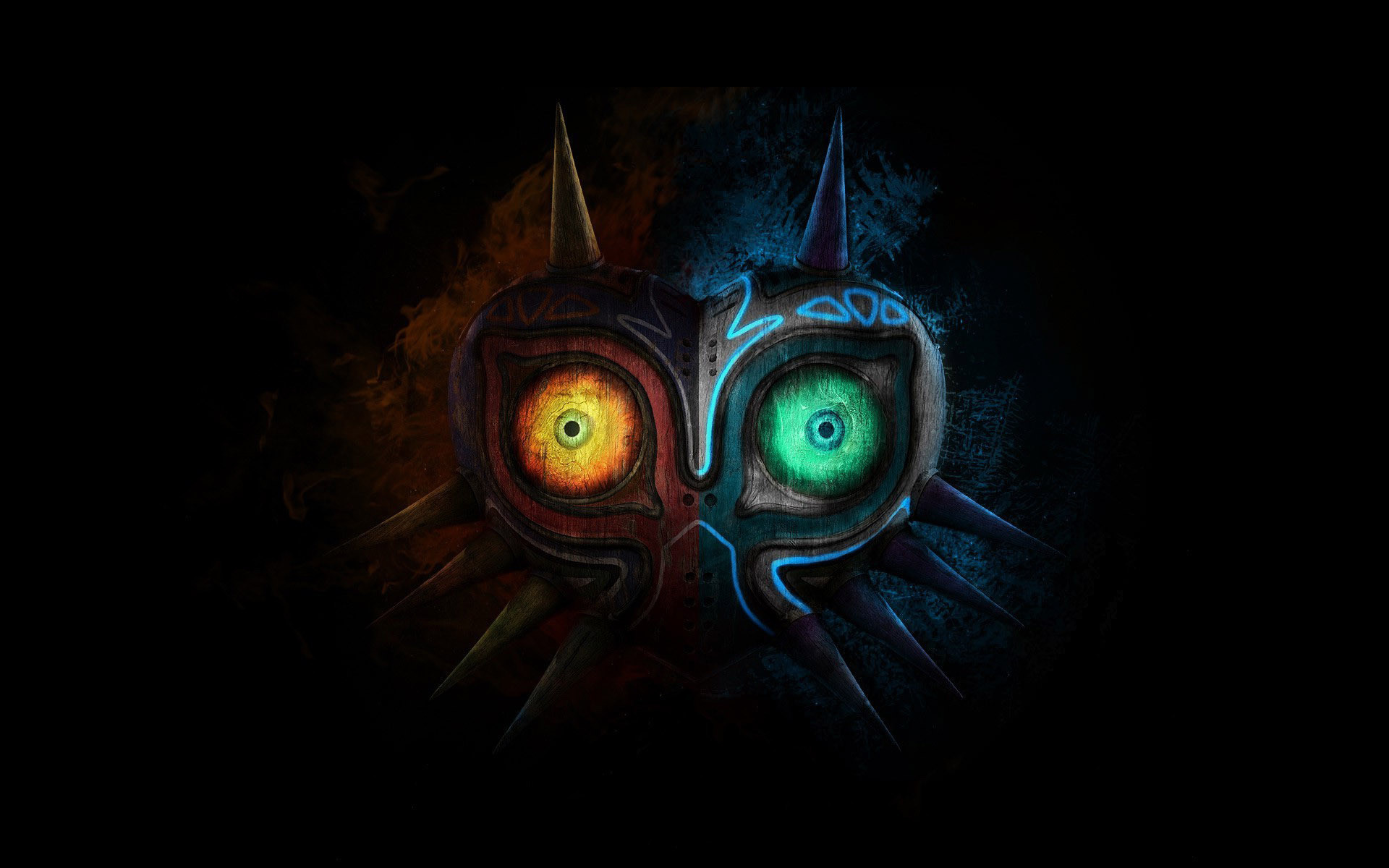 Maschera di Majora, The Legend of Zelda: Majora's Mask, Sfondo nero, Occhi, wallpaper per portatile