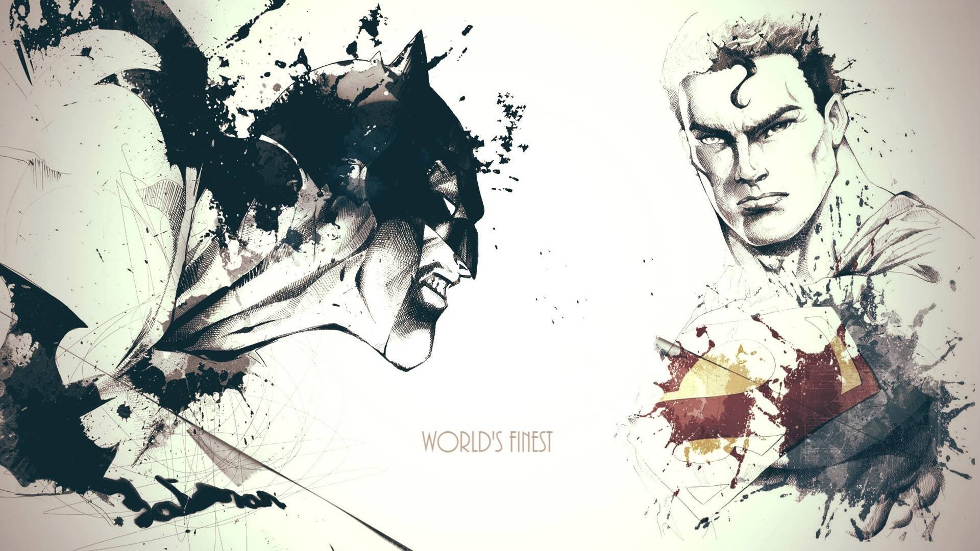 Batman, Superman, World's Finest, Schizzo, Schizzi d'inchiostro, sfondo Windows 11