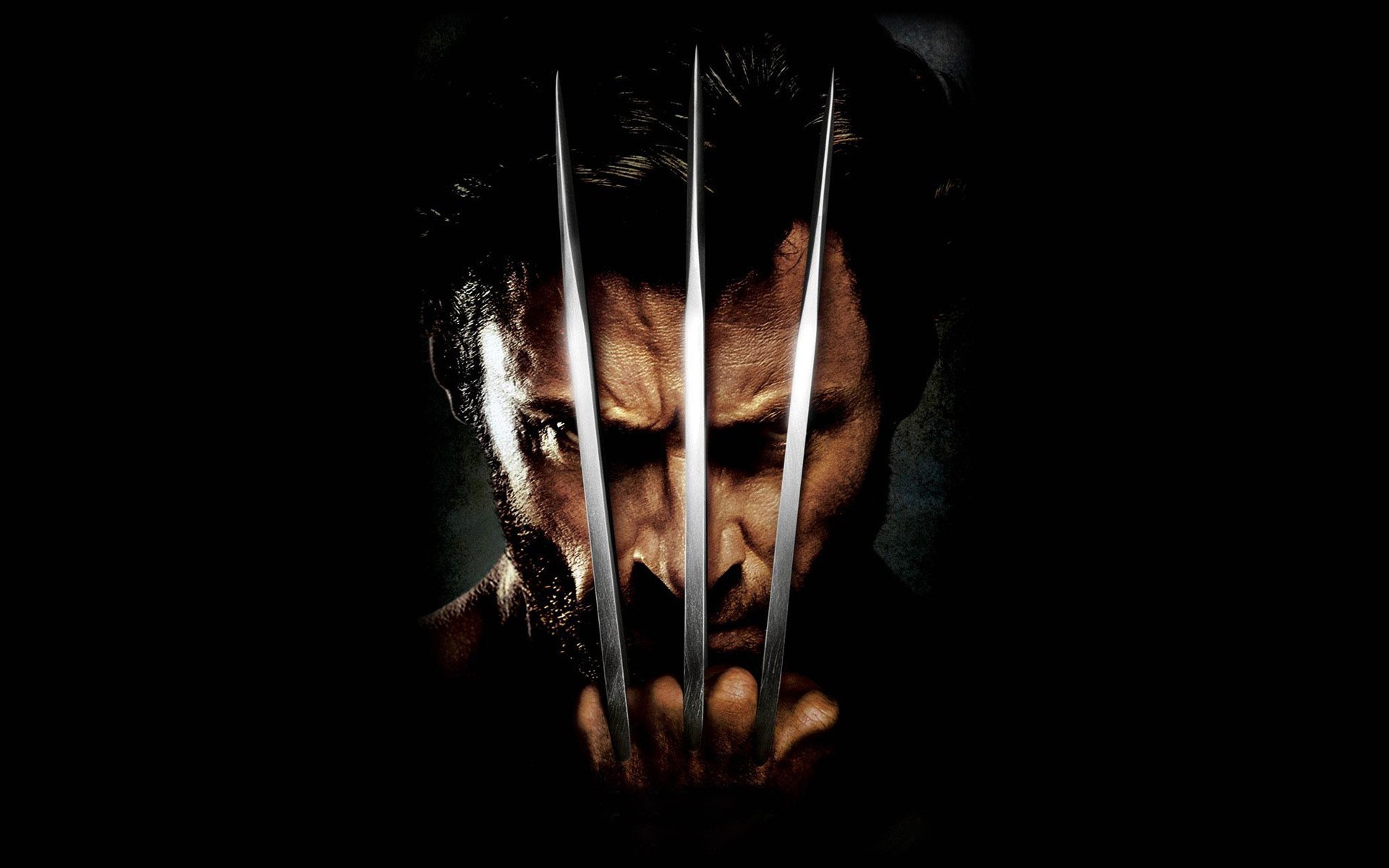 Wolverine, Hugh Jackman, Artigli, Sfondo nero, Full HD, wallpaper per PC