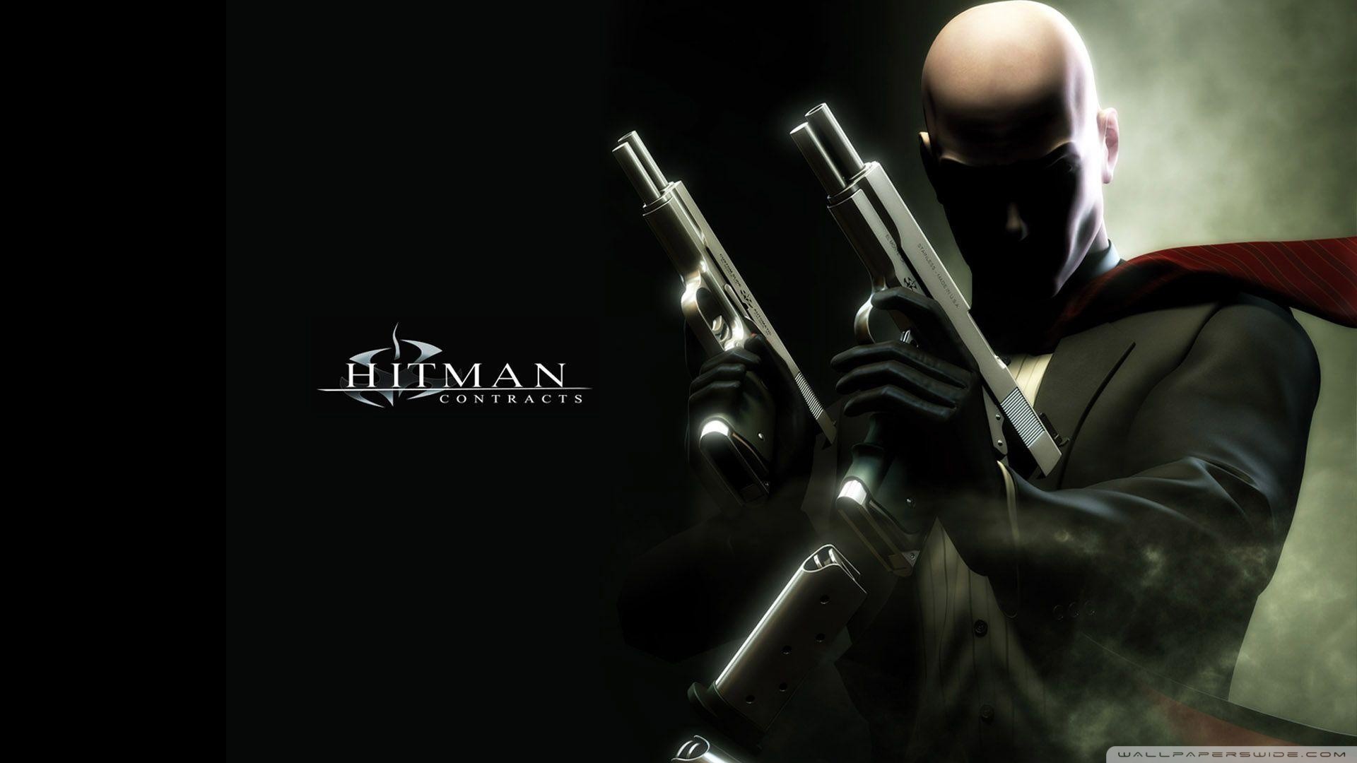 Hitman: Contracts, Agente 47, Pistole, Sfondo nero, Full HD, wallpaper per portatile