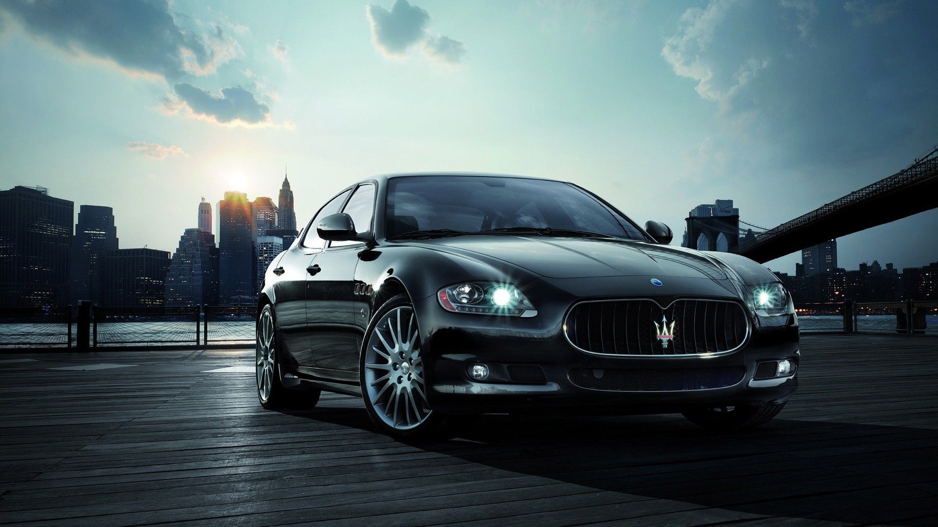 Maserati Quattroporte, Nero, Skyline, Full HD, sfondo per portatile