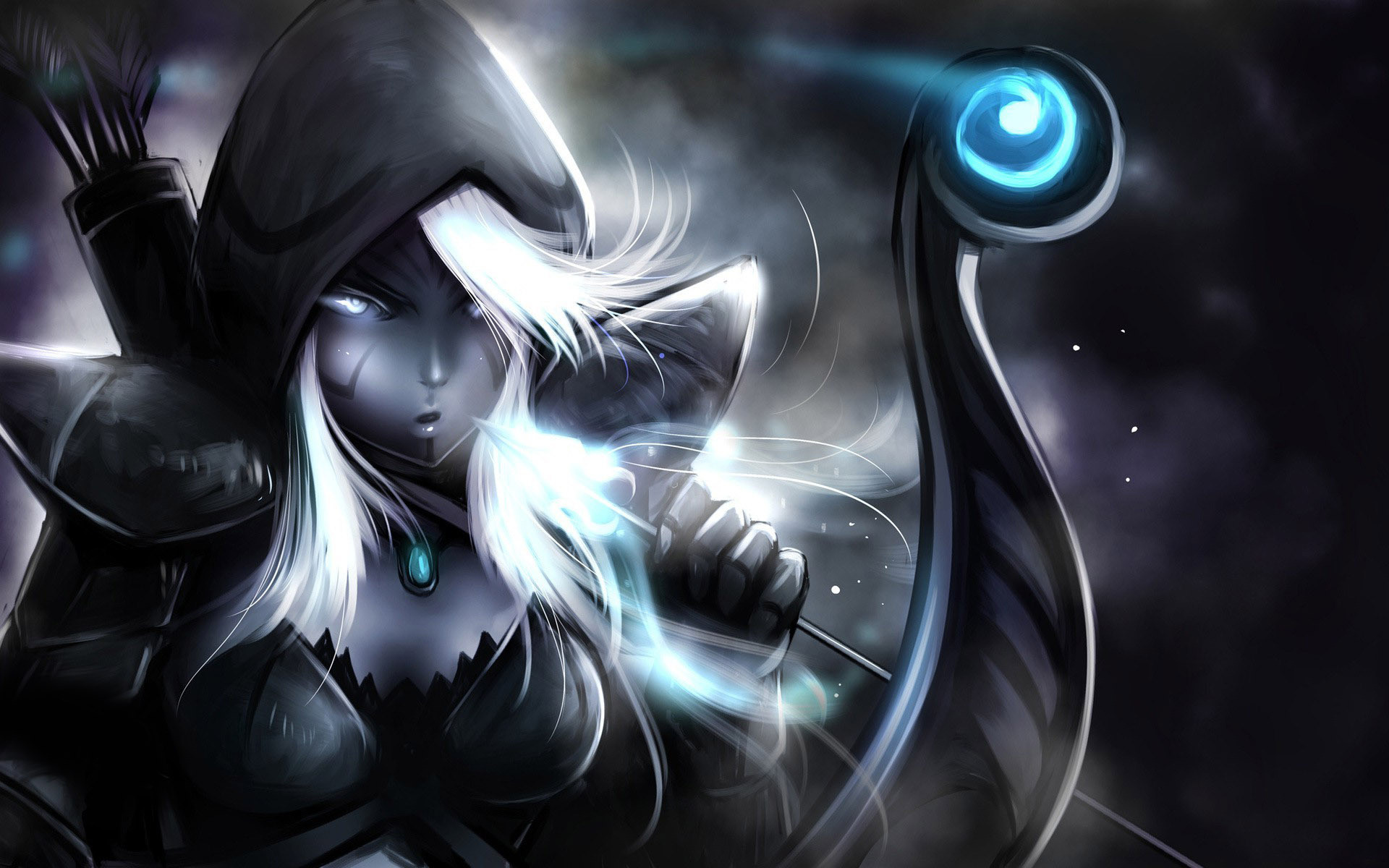 Drow Ranger, Dota 2, Arciera incappucciata, Toni scuri, Fantasy, sfondo MacBook Air