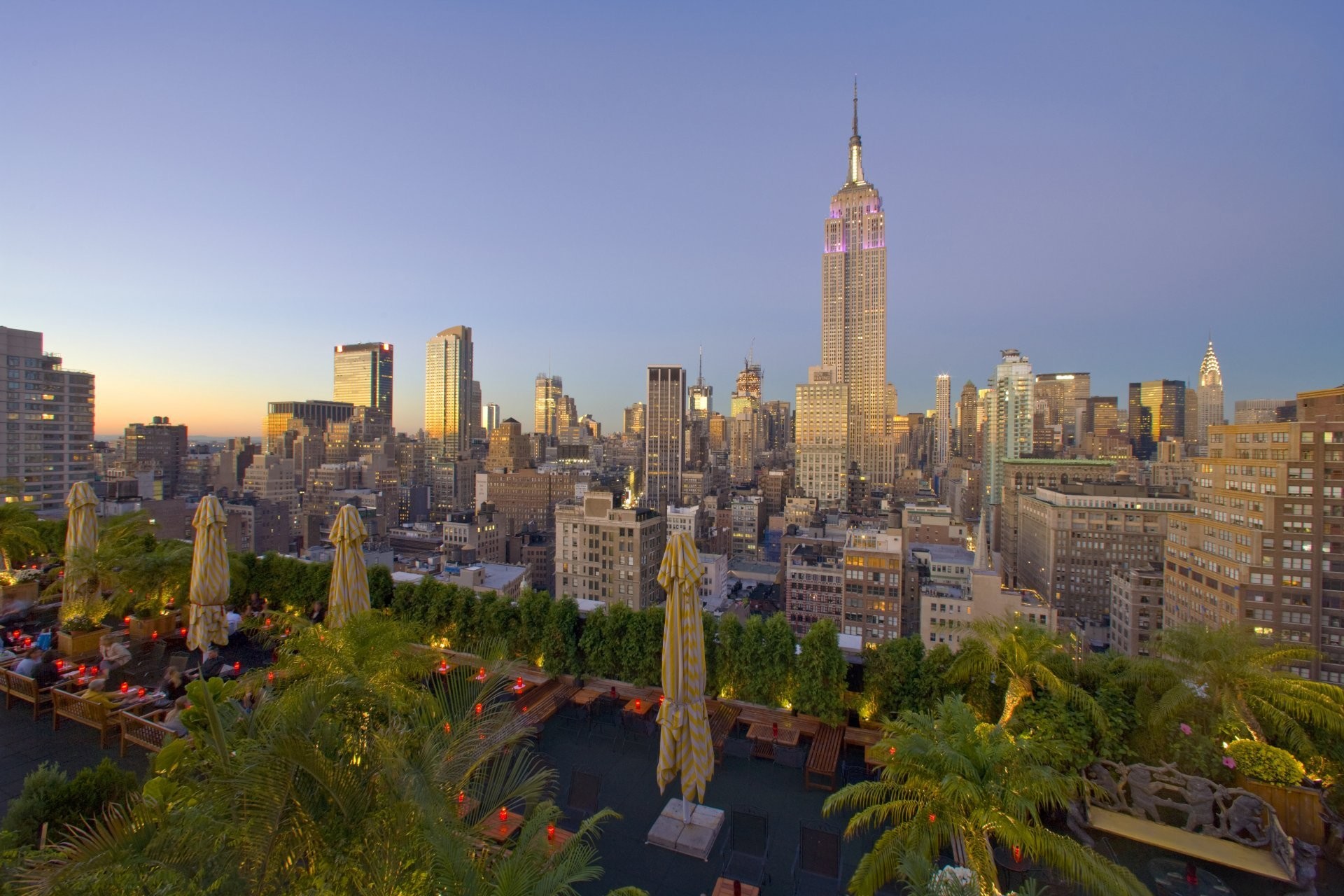 Empire State Building, Manhattan, Terrazza, Crepuscolo, Full HD, sfondo per PC