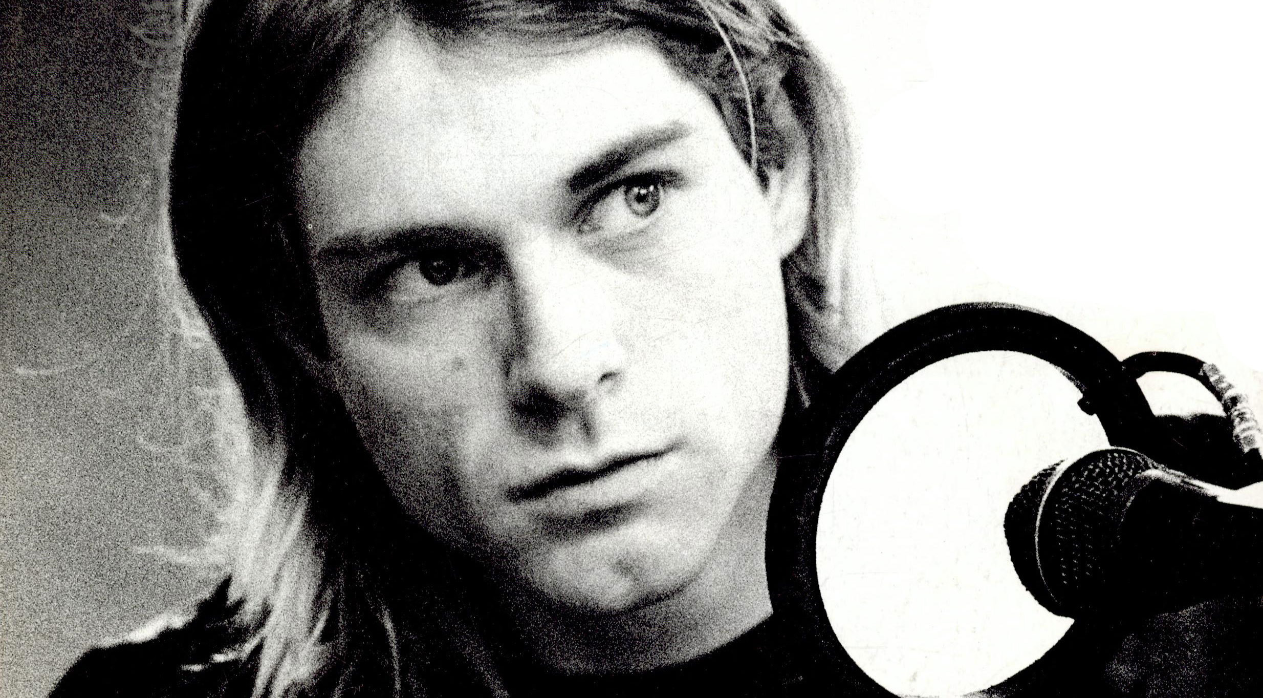 Kurt Cobain, Nirvana, Microfono, Bianco e nero, Full HD, sfondo per PC e portatile