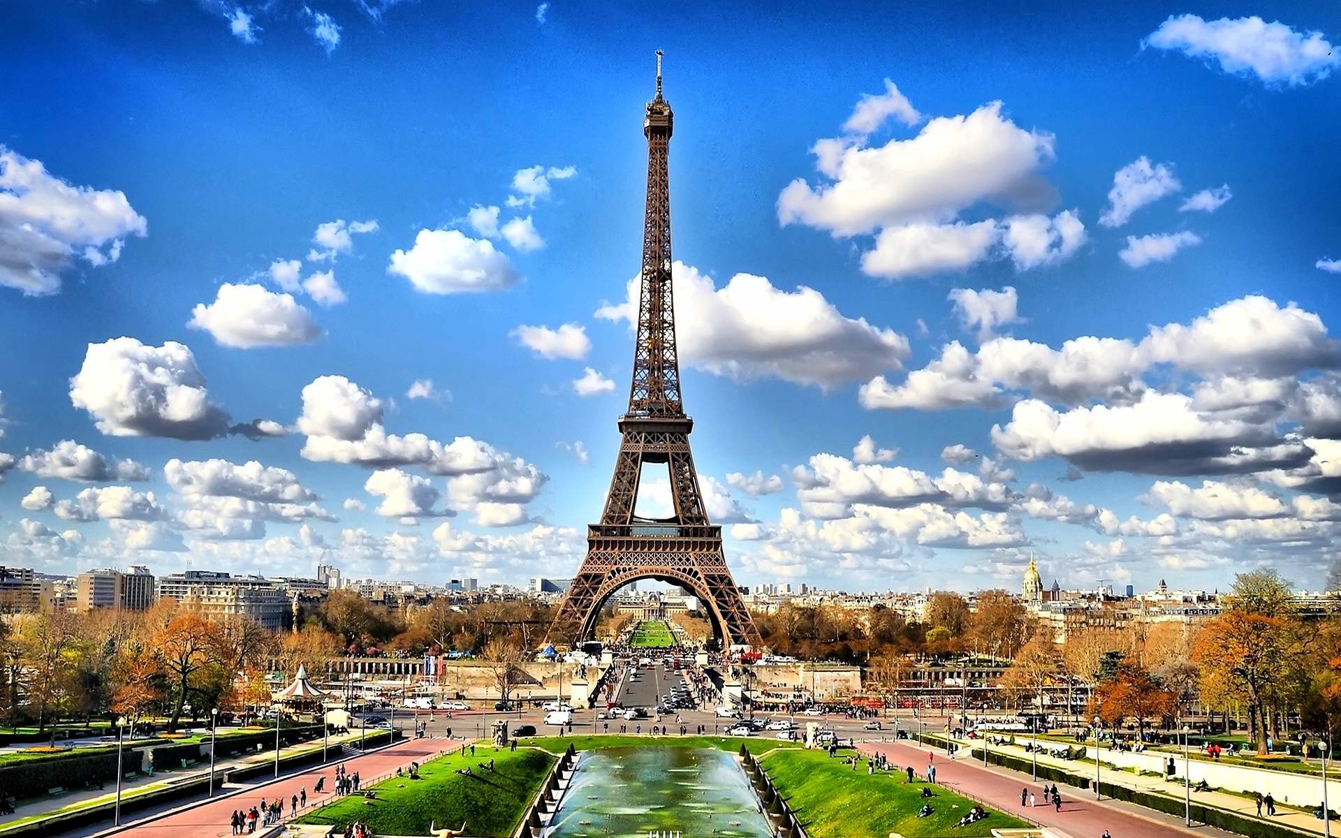 Torre Eiffel, Campo di Marte, Parigi, Francia, Nuvole, Full HD, sfondo per PC e portatile