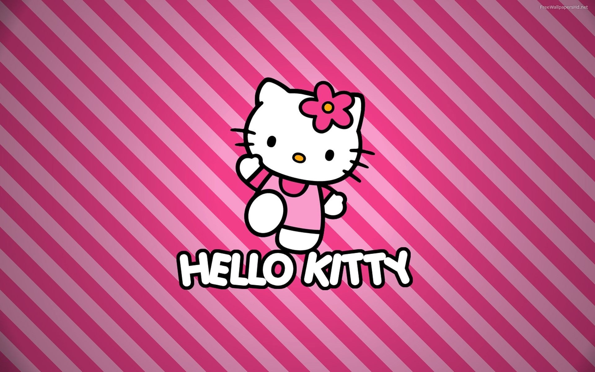 Hello Kitty, Logo, Righe diagonali, Magenta, Sanrio, Full HD, sfondo per PC