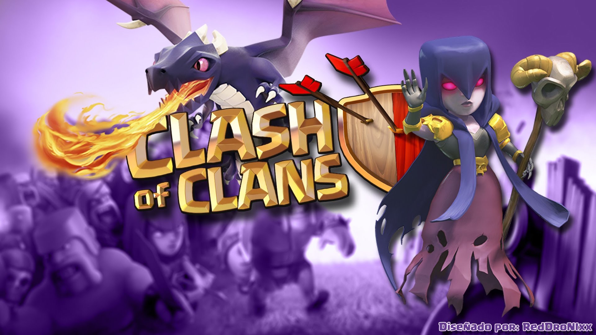 Strega, Drago, Clash of Clans, Logo, Viola, Full HD, sfondo per PC e portatile
