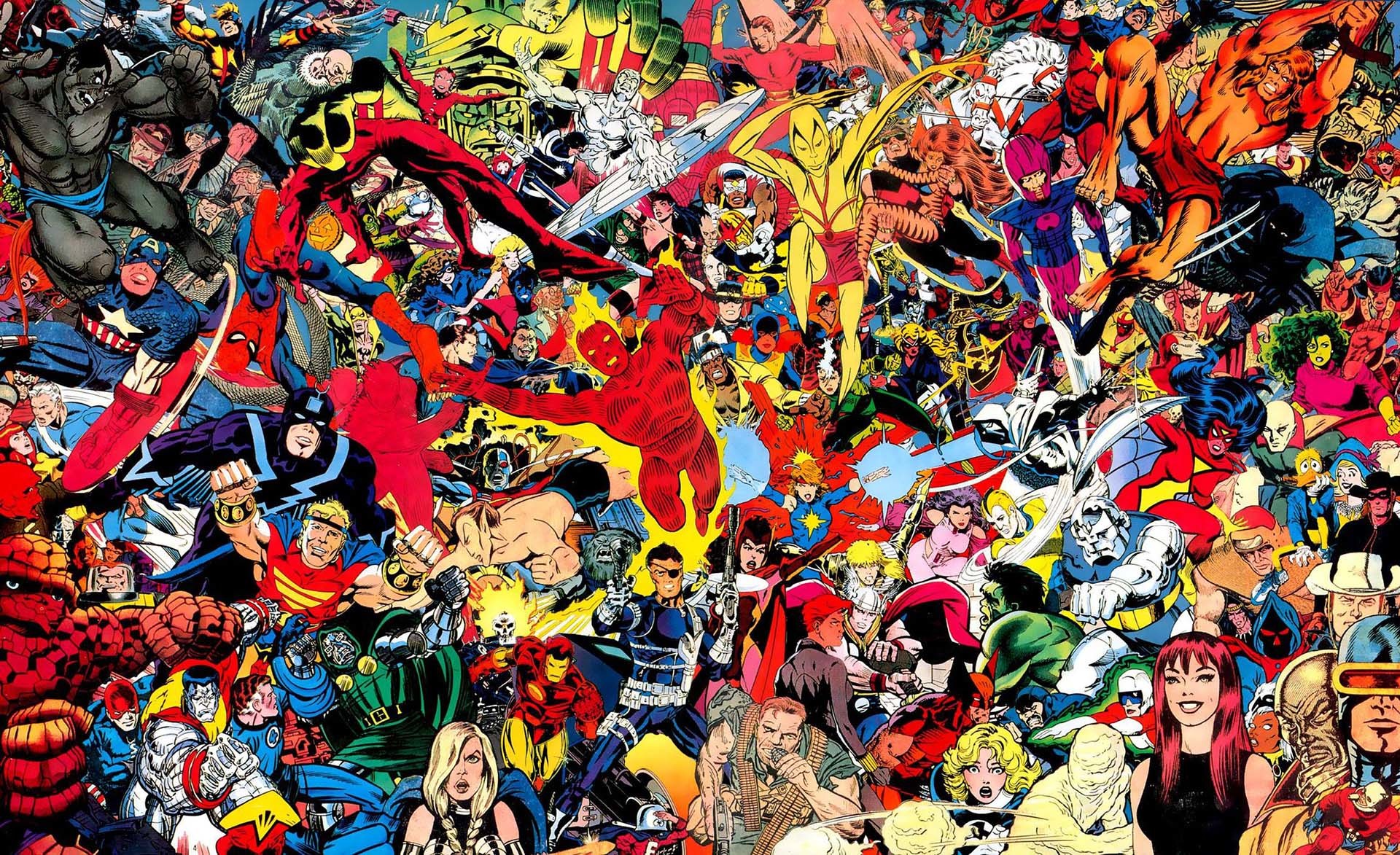 Marvel Comics, Collage, Supereroi, Fumetti, Full HD, sfondo Windows 11