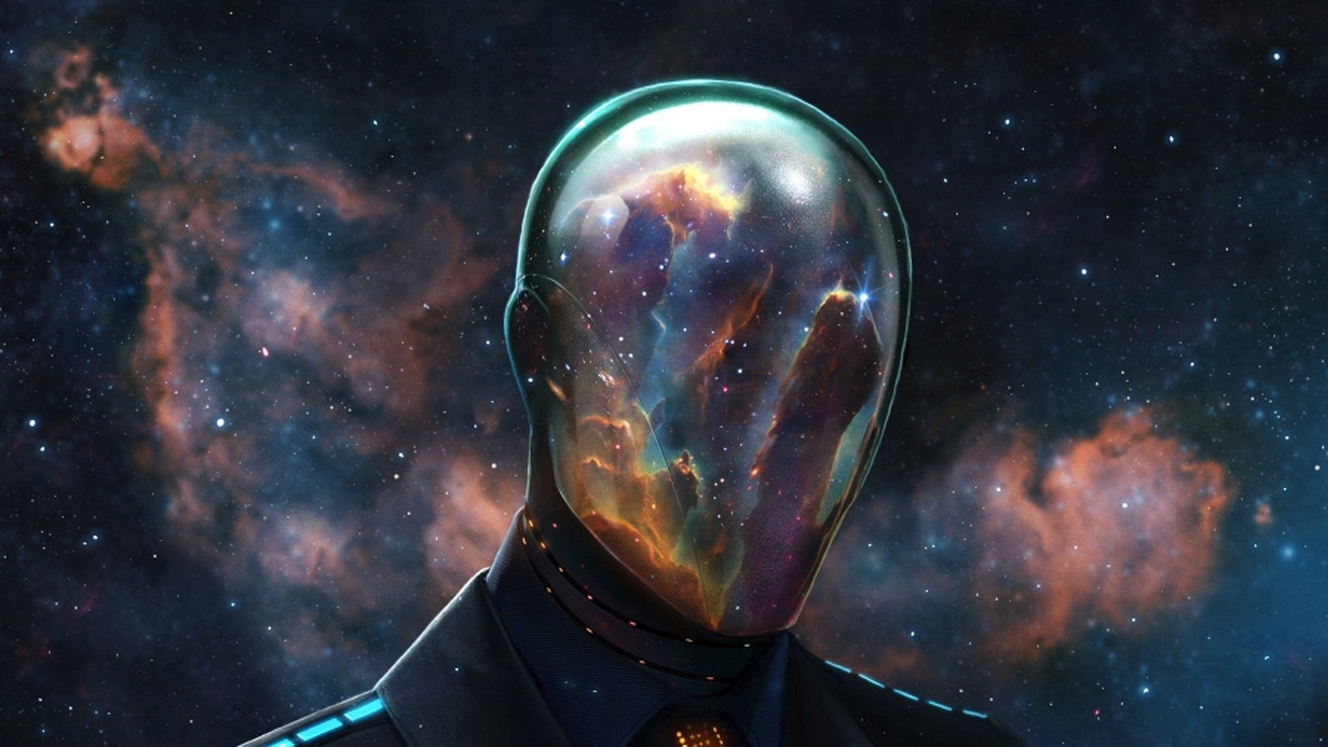 Nebulosa, Spazio, Casco, Surreale, 1920x1080, wallpaper desktop
