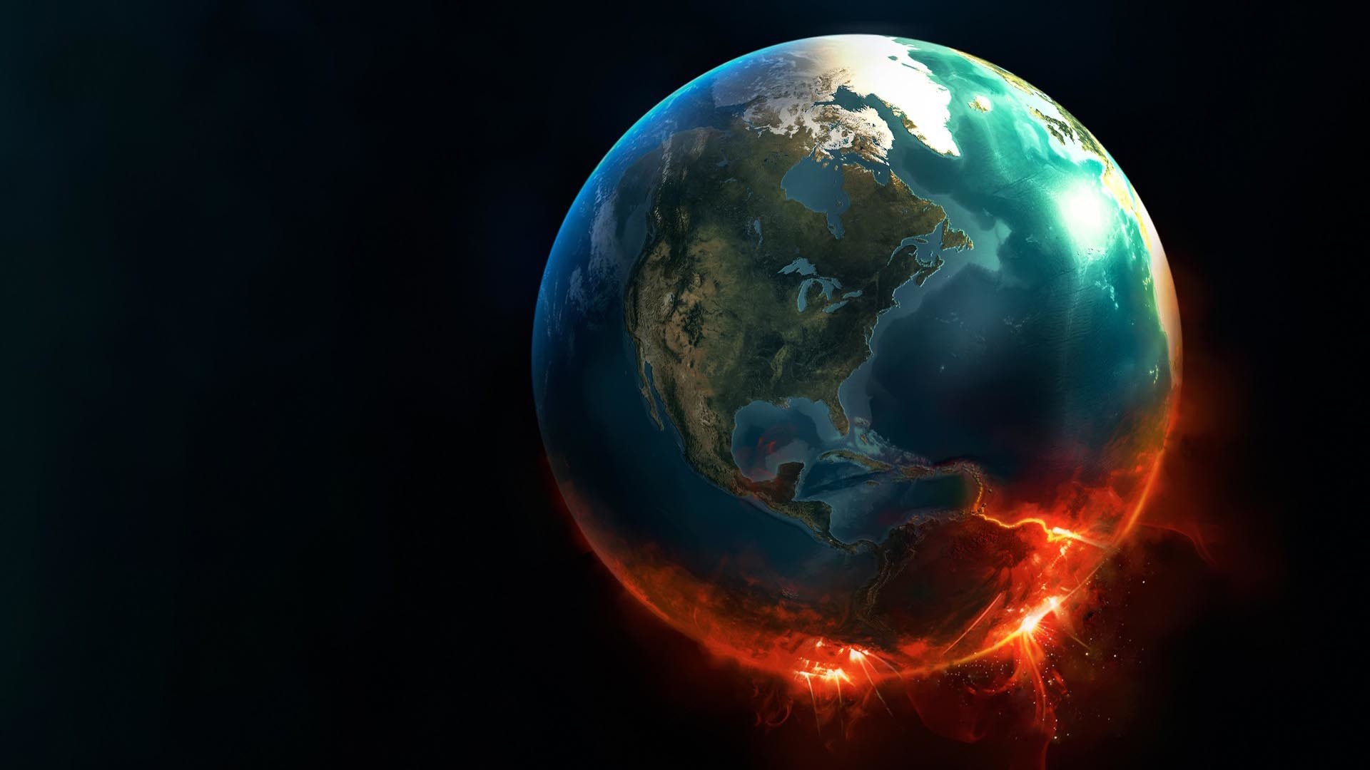 Terra, Pianeta in fiamme, Spazio, Arte digitale, 1920x1080, sfondo per PC