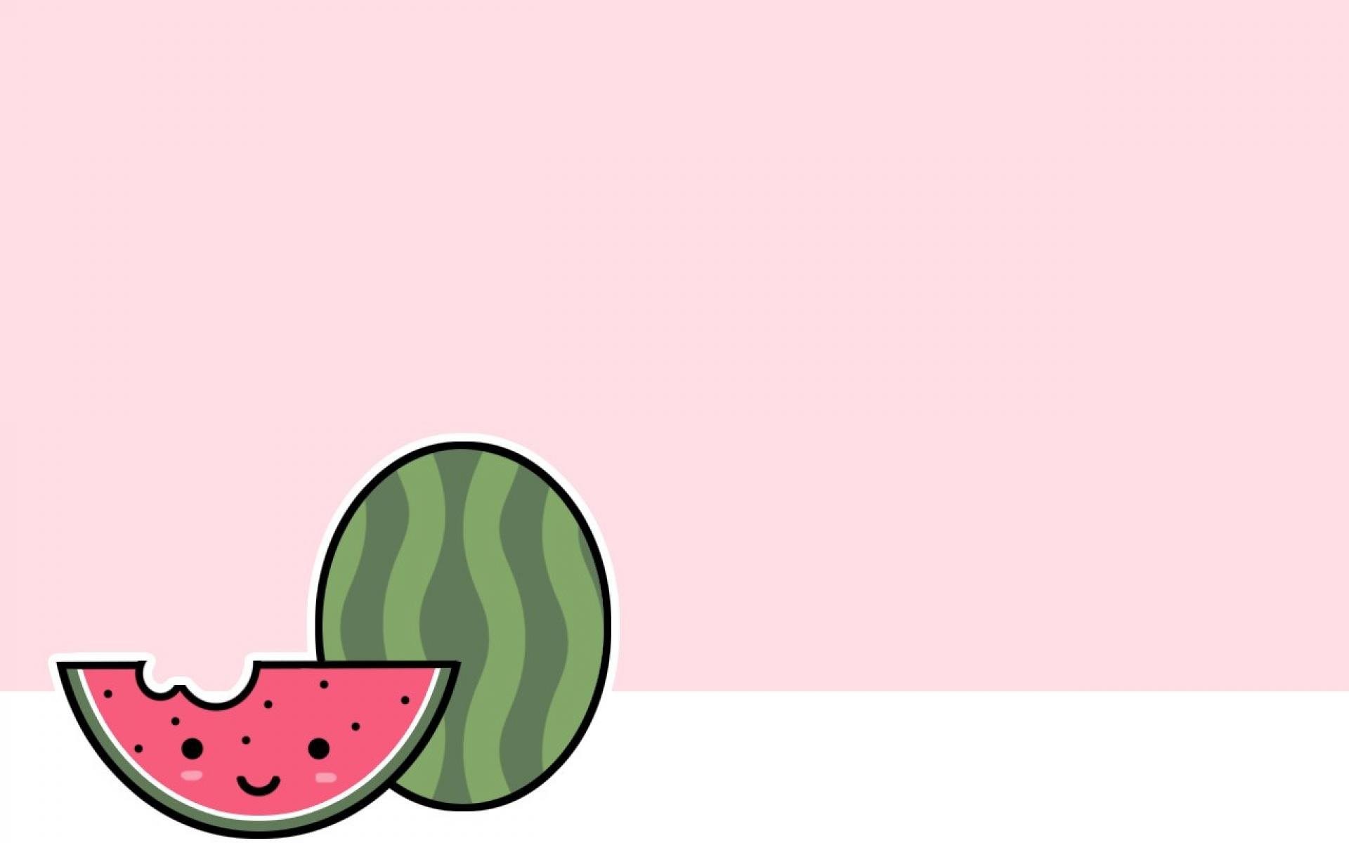 Anguria, Kawaii, Minimalismo, Sfondo rosa, 16:10 Full HD, wallpaper widescreen