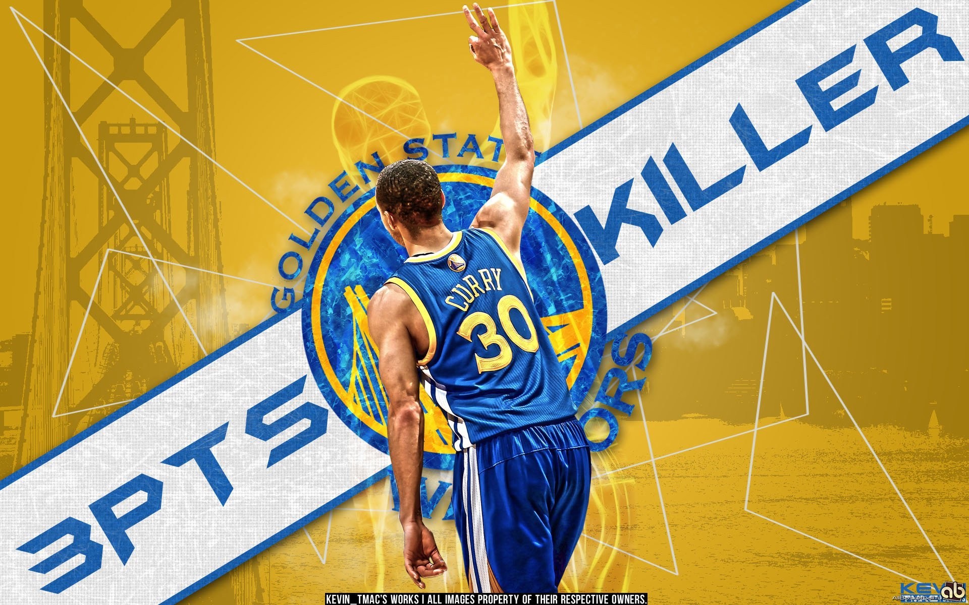 Stephen Curry, Golden State Warriors, Tiro da 3, Giallo, Full HD, sfondo per PC