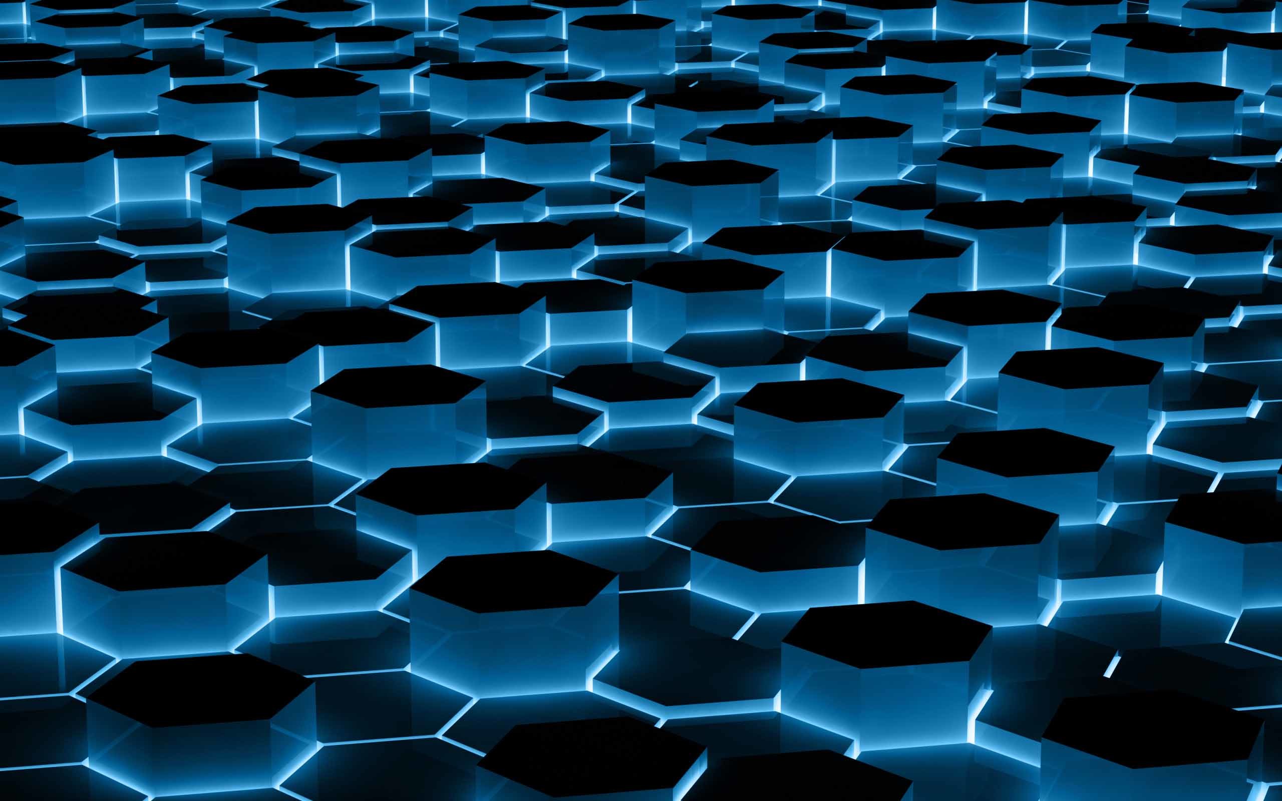 Esagoni, Astratto 3D, Neon blu, sfondo per il tuo cellulare