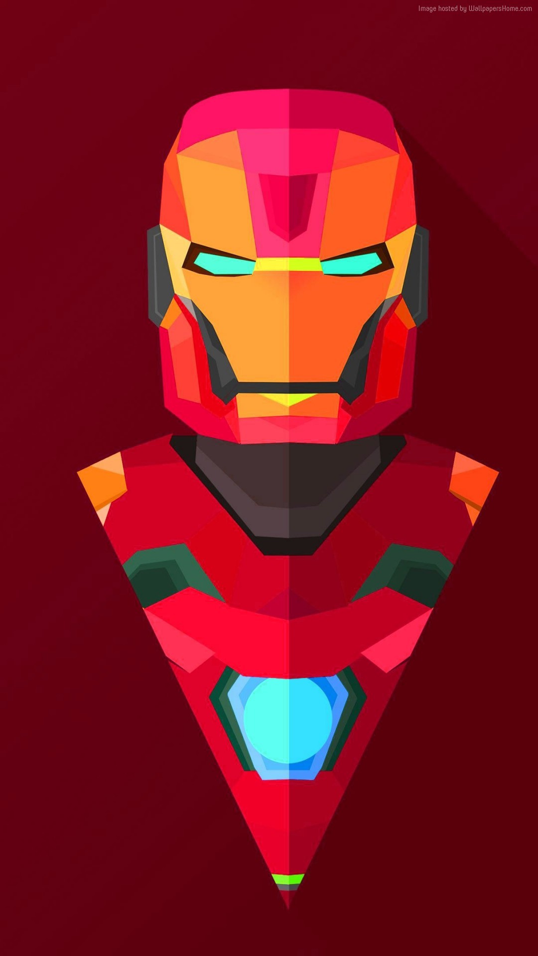 Iron Man, Marvel, Poligoni, Sfondo rosso, schermata Home iPhone