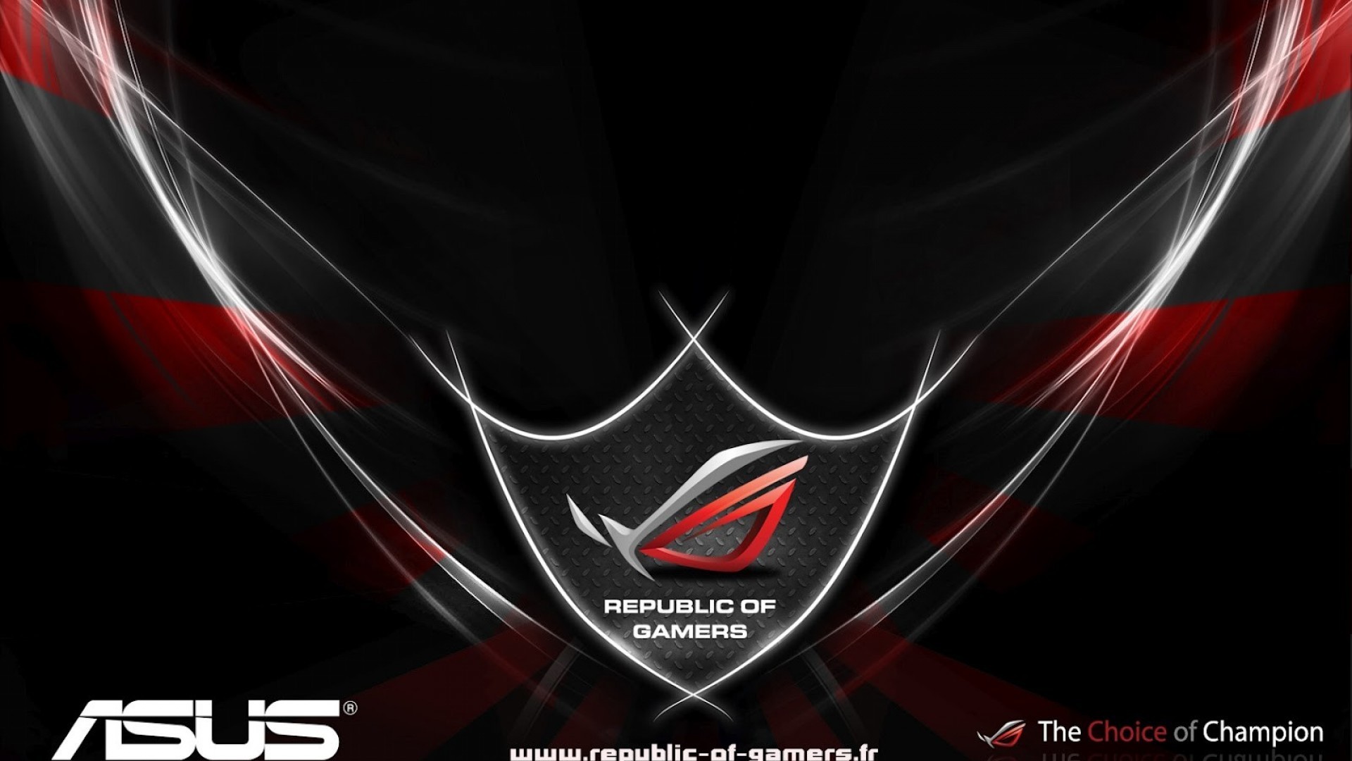 Logo ROG, Republic of Gamers, Asus, Scudo, Sfondo nero, Full HD, wallpaper desktop