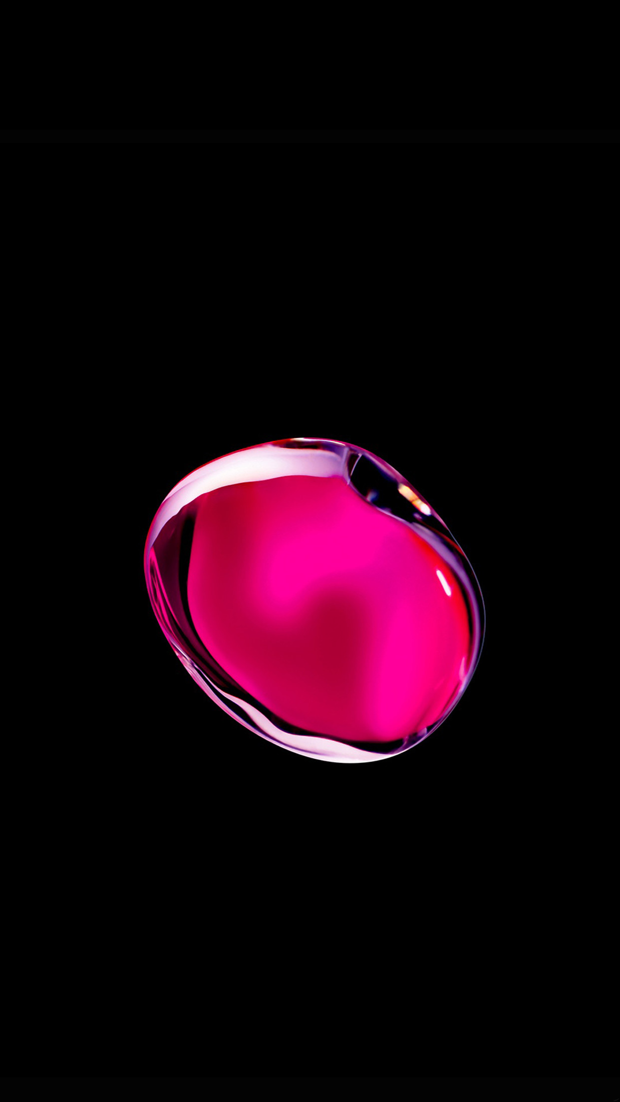 iPhone 7, Goccia rosa, Sfondo nero, Minimalista, Full HD, schermata di blocco del cellulare