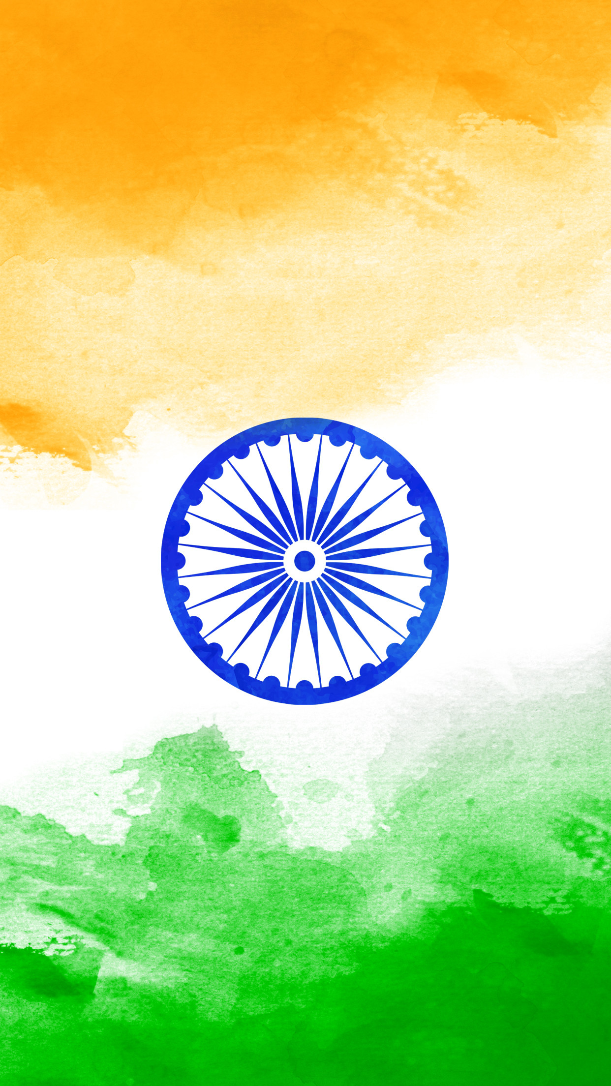 Bandiera dell'India, Ashoka Chakra, Tricolore, Acquerello, sfondo per iPhone e Android