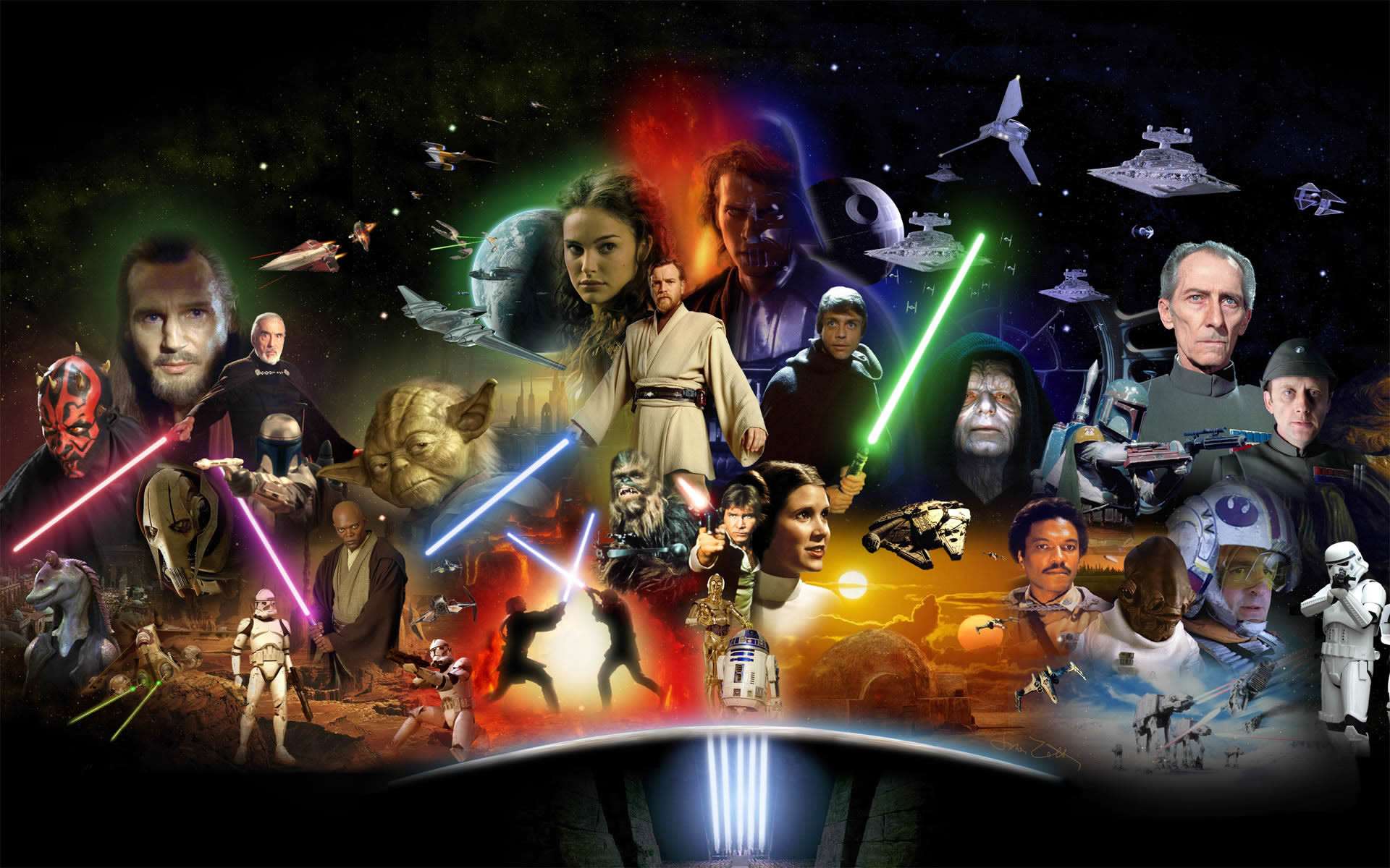 Star Wars, Personaggi, Jedi, Sith, Spade laser, 16:10 Full HD, sfondo widescreen
