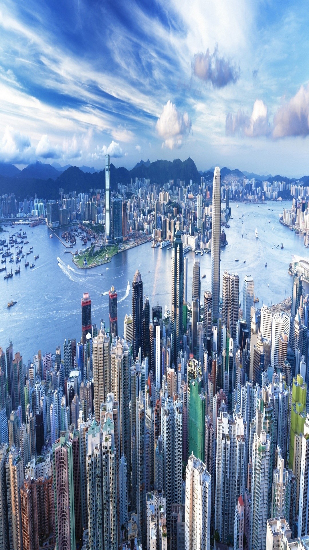 Hong Kong, Grattacieli, Vista aerea, Città, sfondo schermata di blocco iPhone 6 Plus