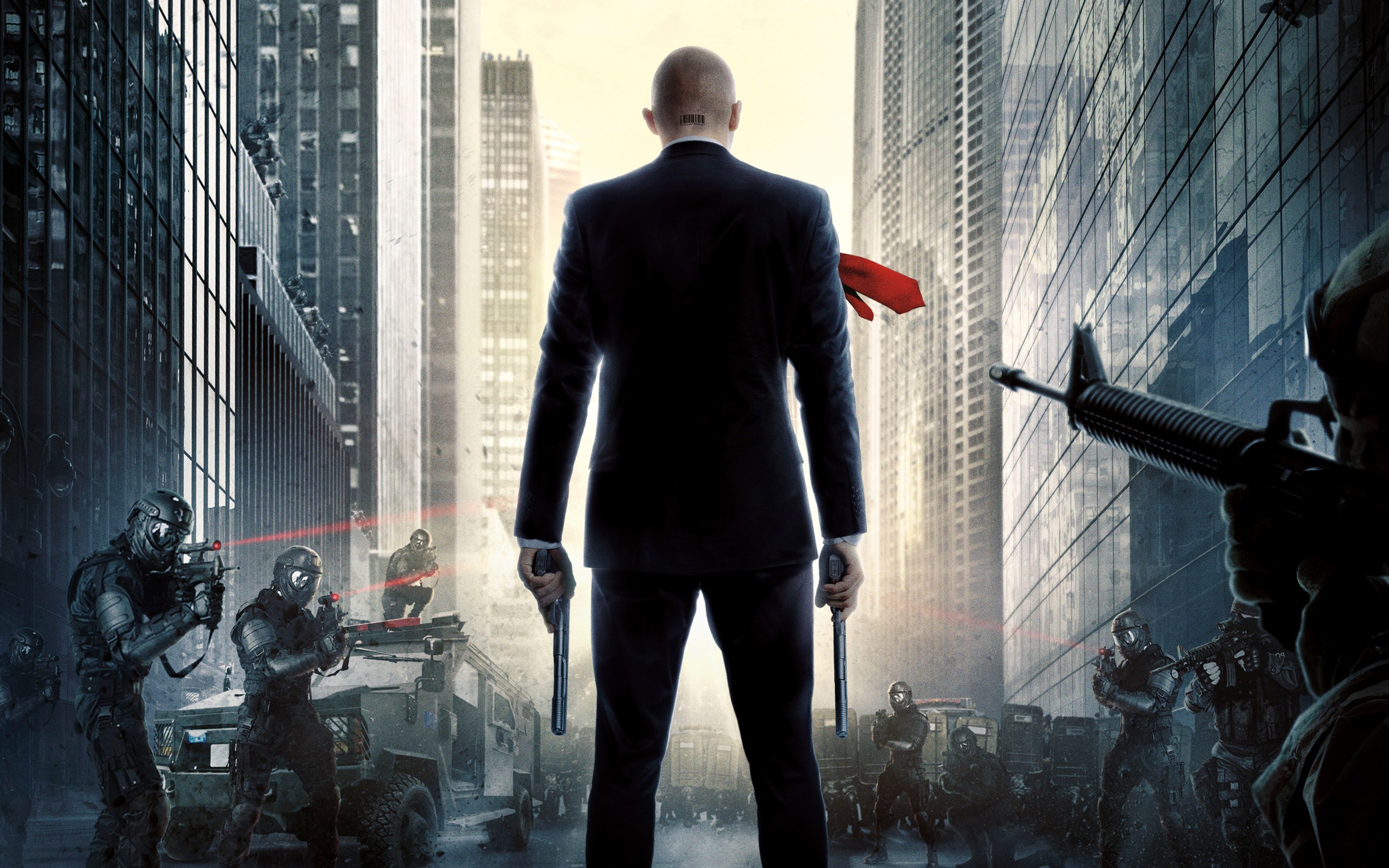 Hitman: Agent 47, Agente 47, Soldati, Città, 2K, sfondo per portatile