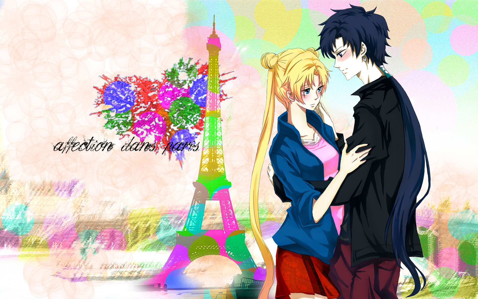 Usagi Tsukino, Mamoru Chiba, Sailor Moon, Torre Eiffel, Full HD, sfondo per portatile