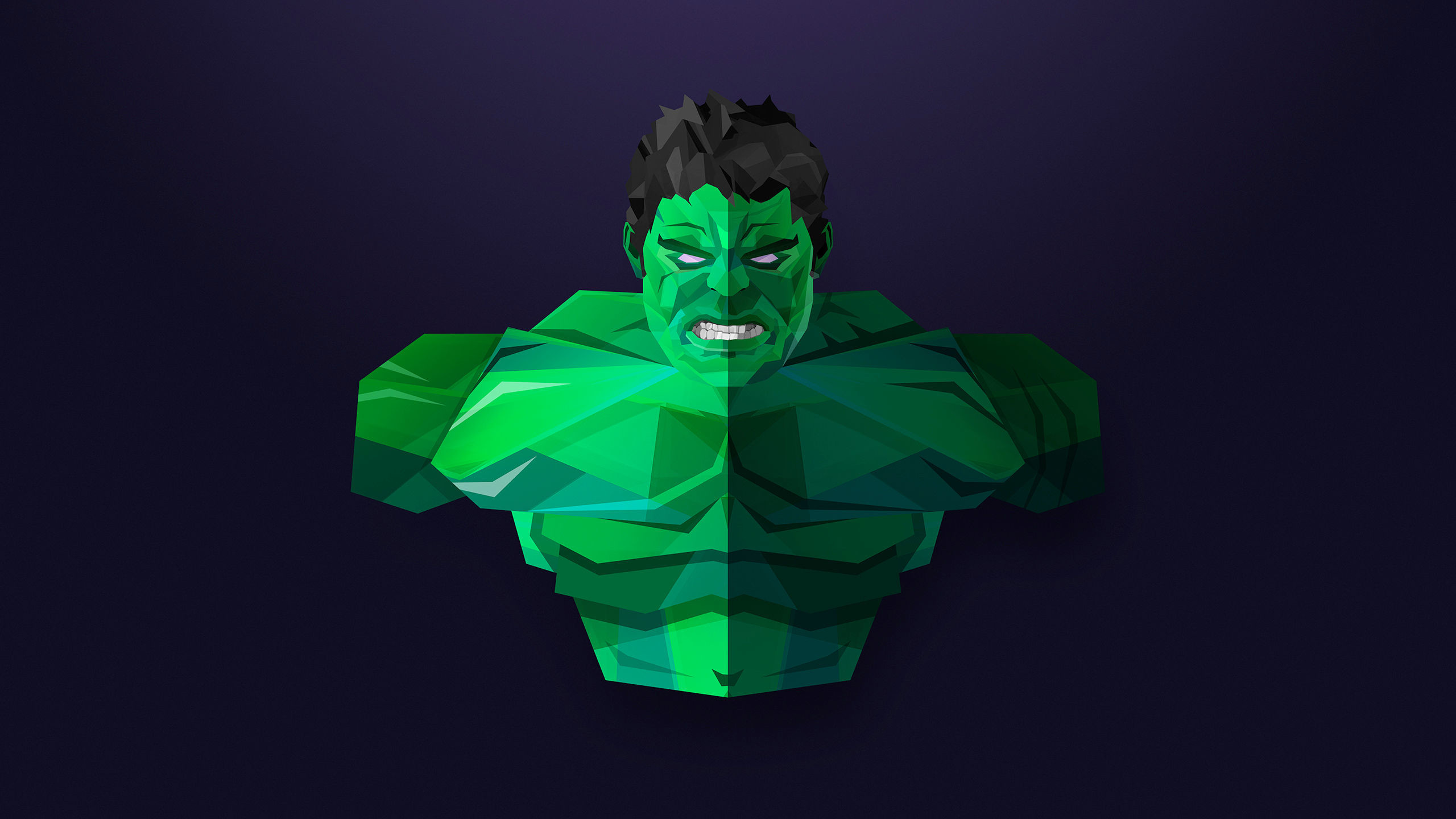 Hulk, Marvel, Low poly, Justin Maller, 2560x1440, sfondo per PC