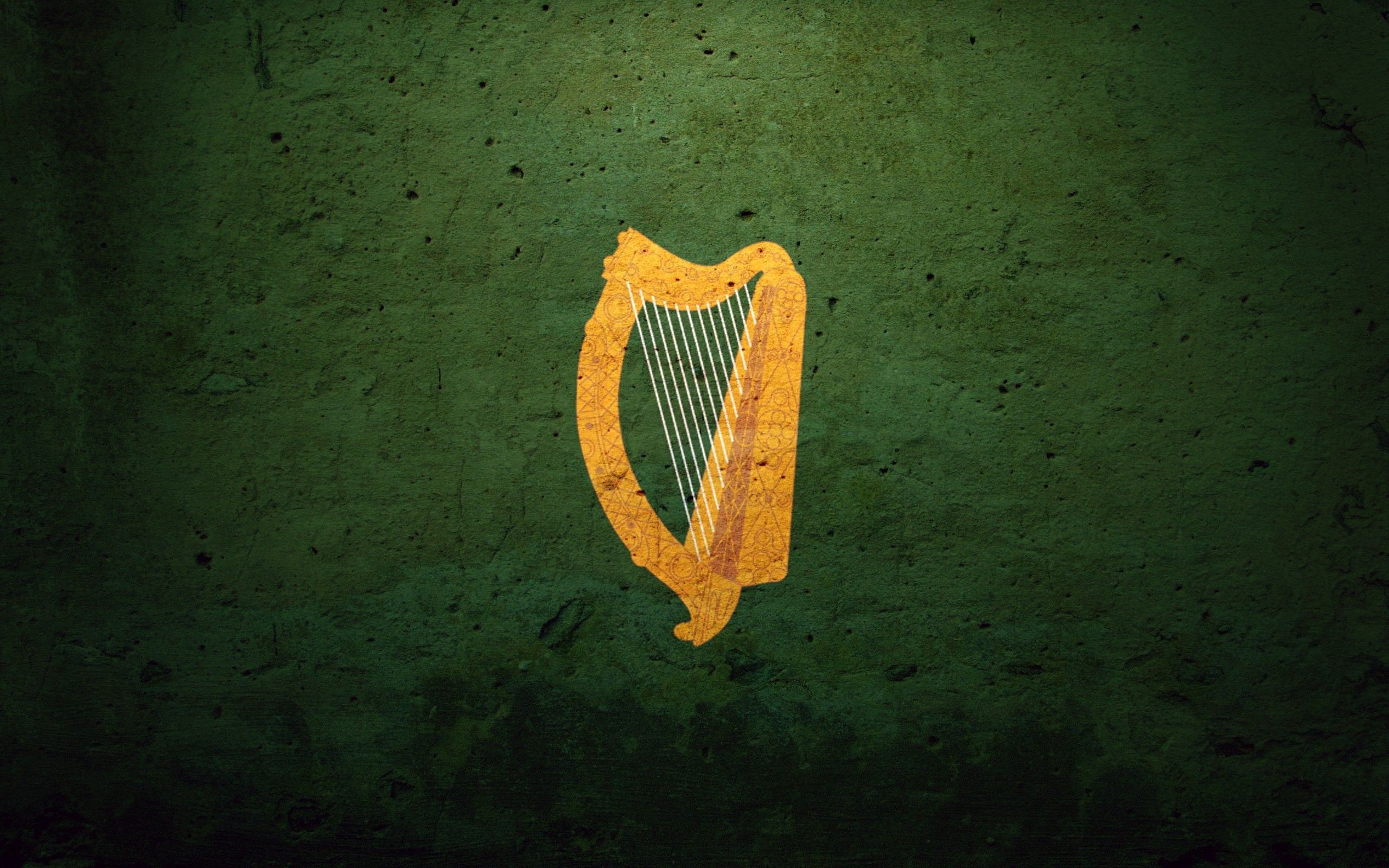 Arpa irlandese, Stemma d'Irlanda, Texture verde, 2K, sfondo Windows 11
