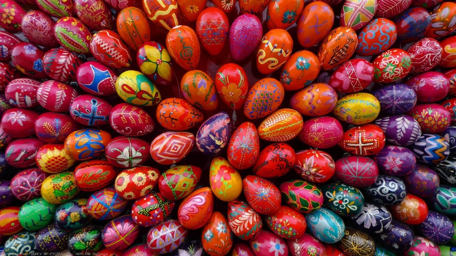 Pysanky, Uova di Pasqua, Uova dipinte, Rosso, Full HD, sfondo per PC