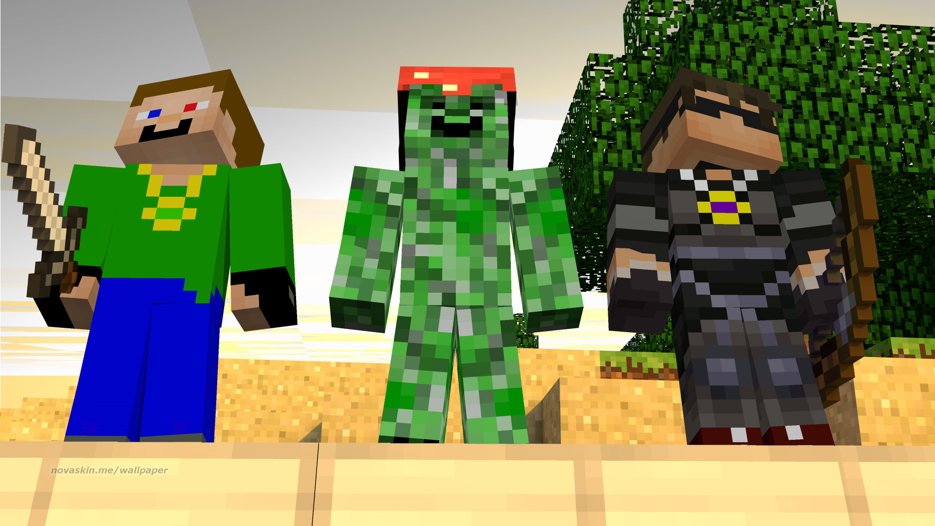Minecraft, Creeper, Skin, Gruppo, 16:9 Full HD, sfondo widescreen