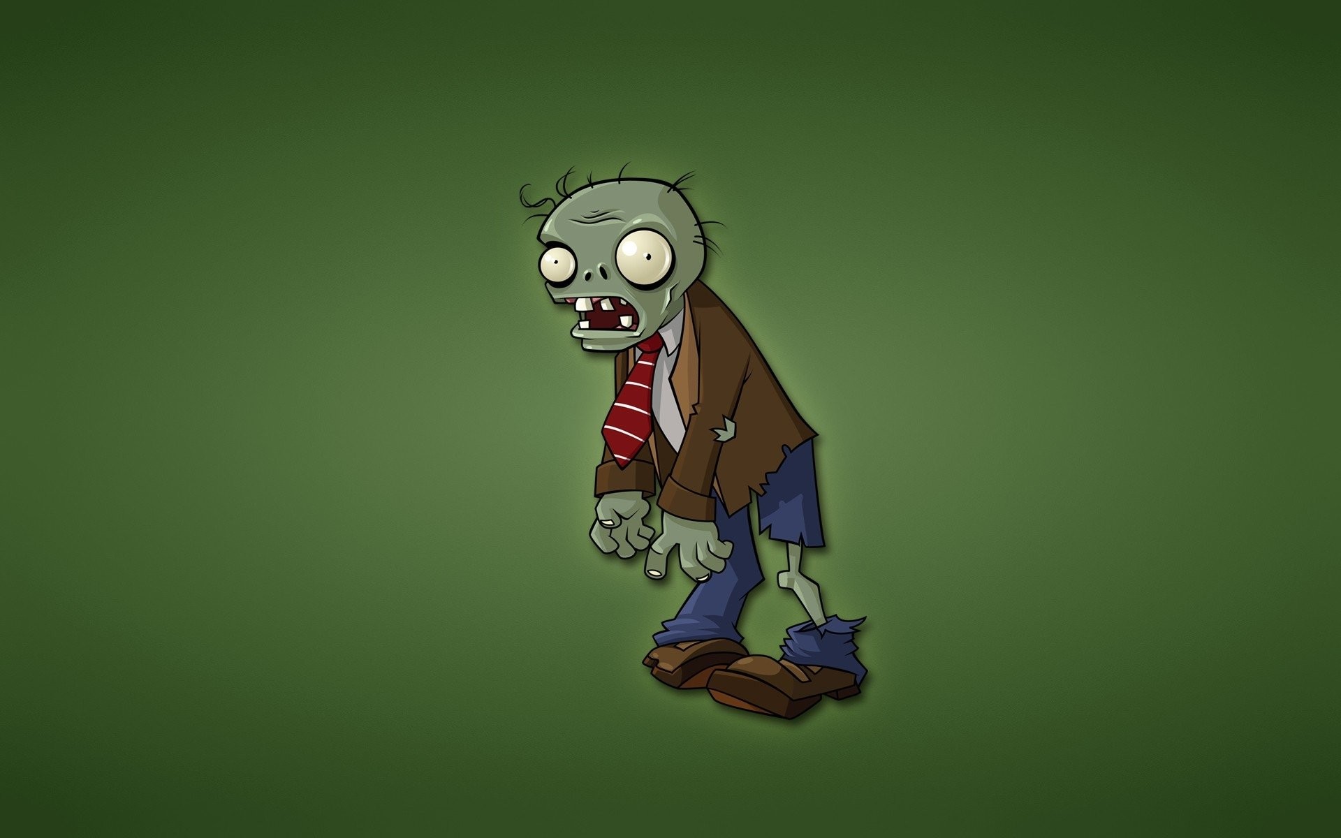 Plants vs. Zombies, Zombi, Cartone animato, Sfondo verde, Minimalista, wallpaper per portatile