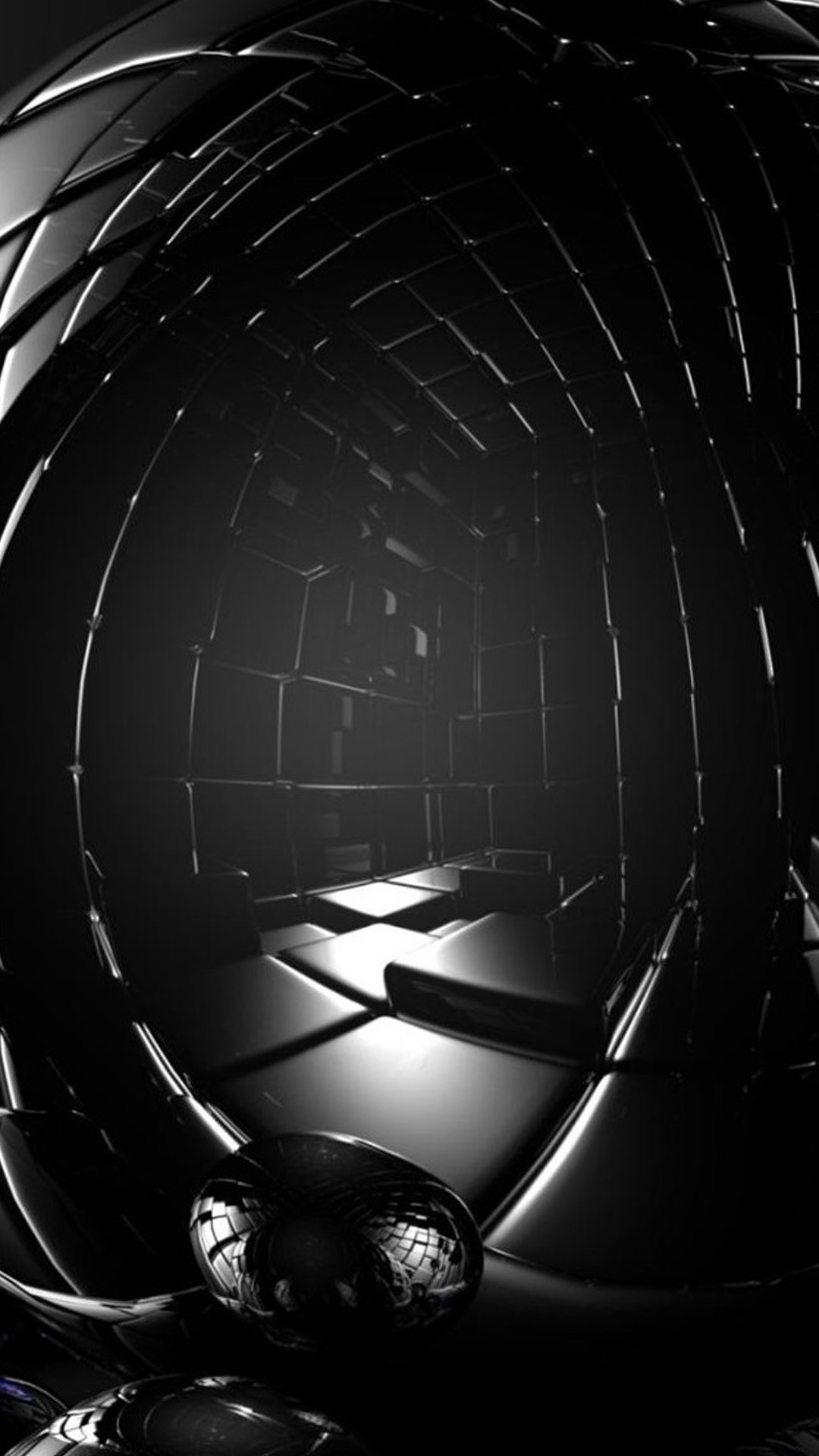 Astratto 3D, Tunnel, Bianco e nero, Full HD, sfondo per iPhone e Android