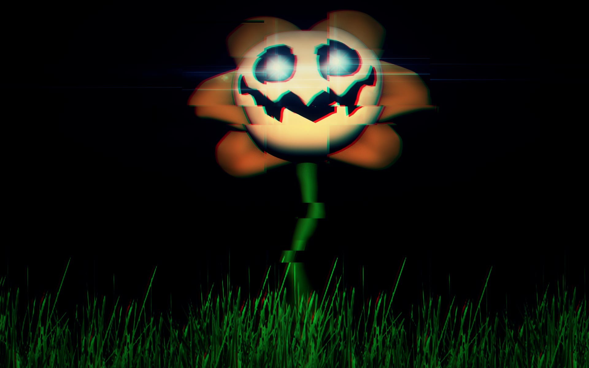 Flowey, Undertale, Fiore, Sfondo nero, Erba, 1920x1200, wallpaper desktop