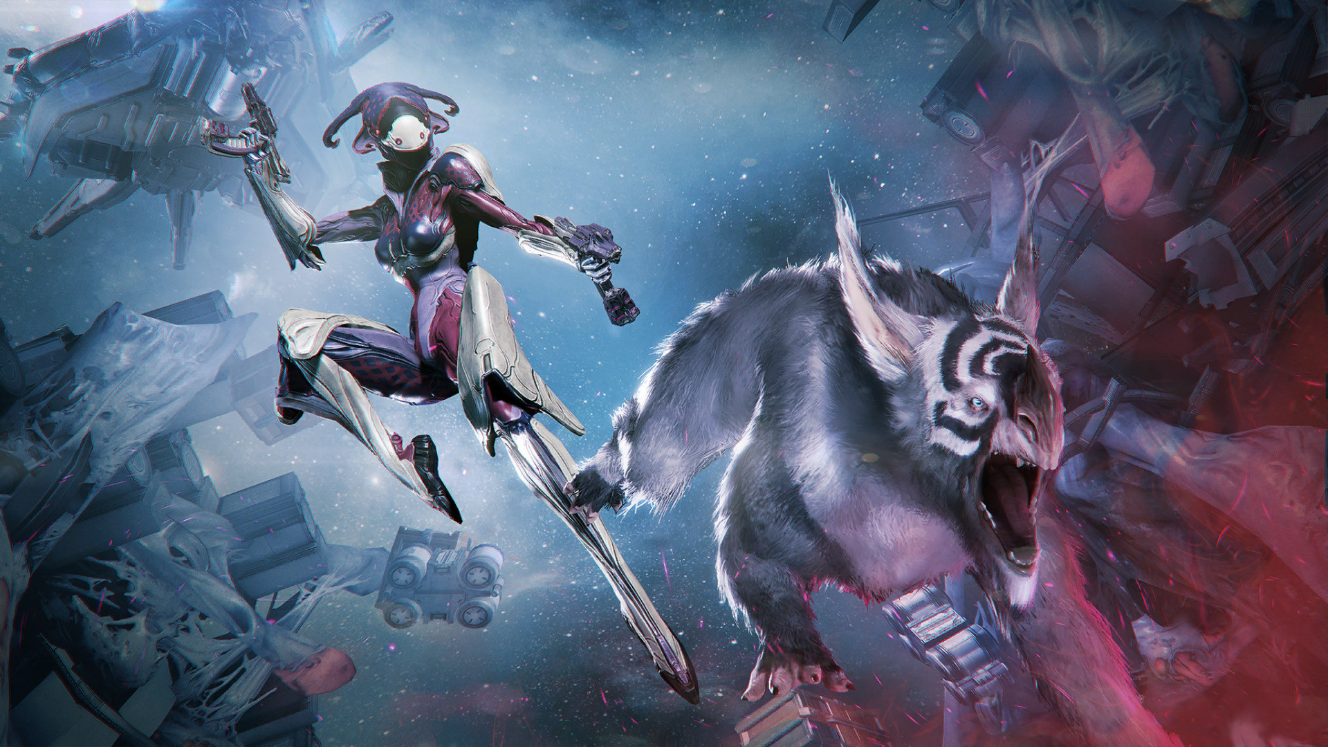 Warframe, Kubrow, Nyx, Combattimento, Full HD, sfondo Windows 11
