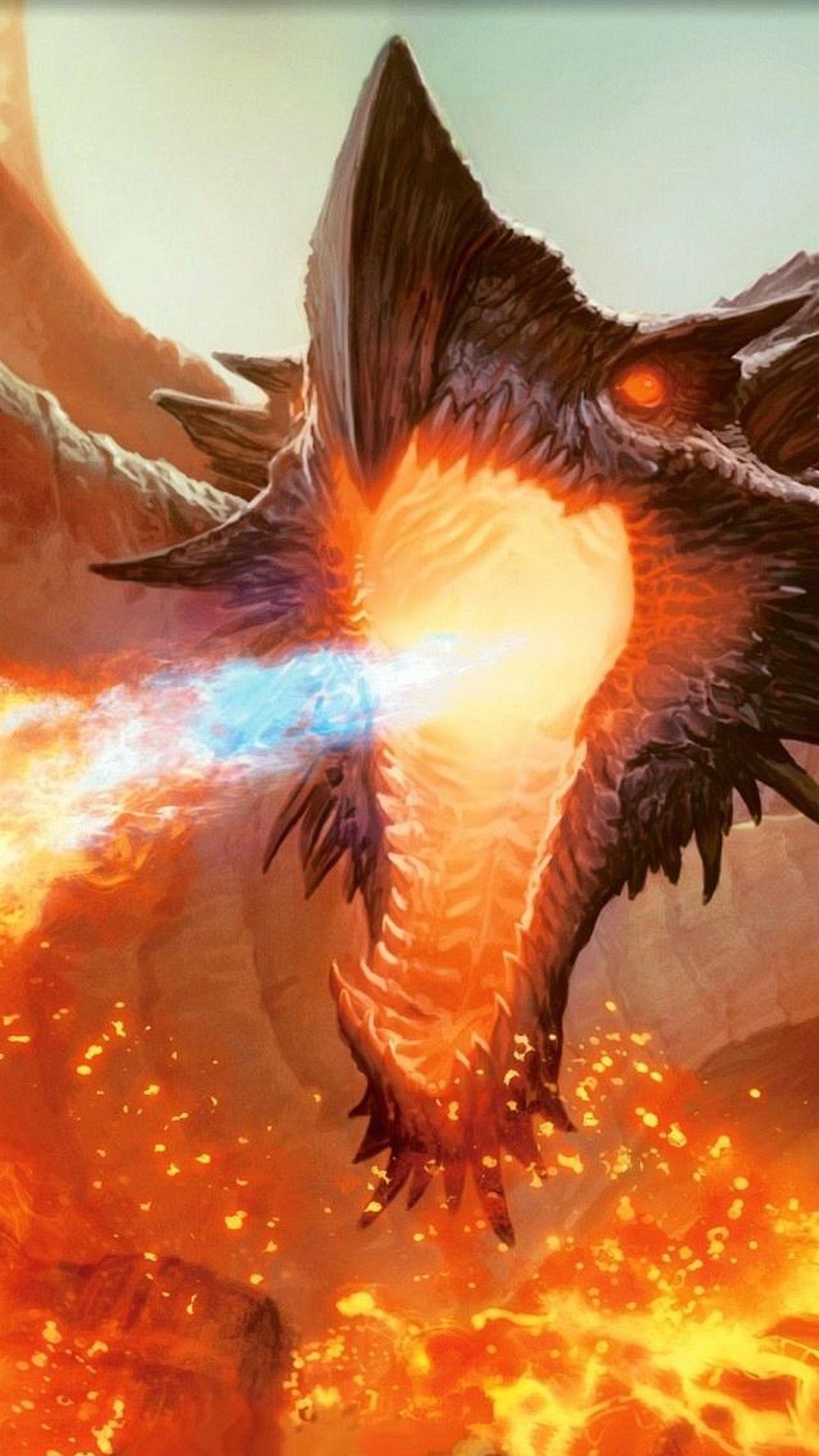 Drago, Fuoco, Fantasy, Arte digitale, schermata di blocco Samsung S25