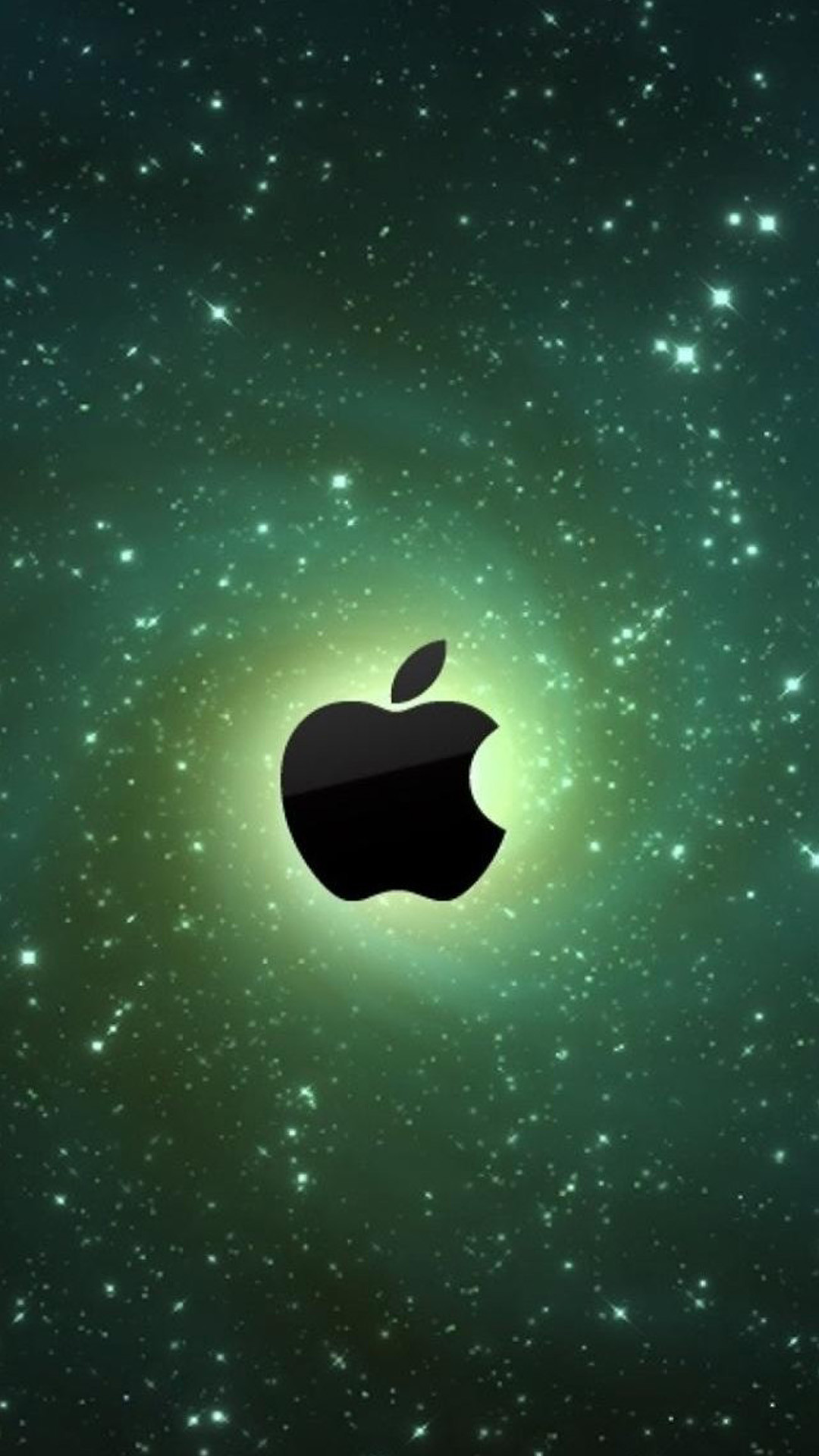Logo Apple, Spazio, Stelle, Verde, wallpaper per iPhone e Android