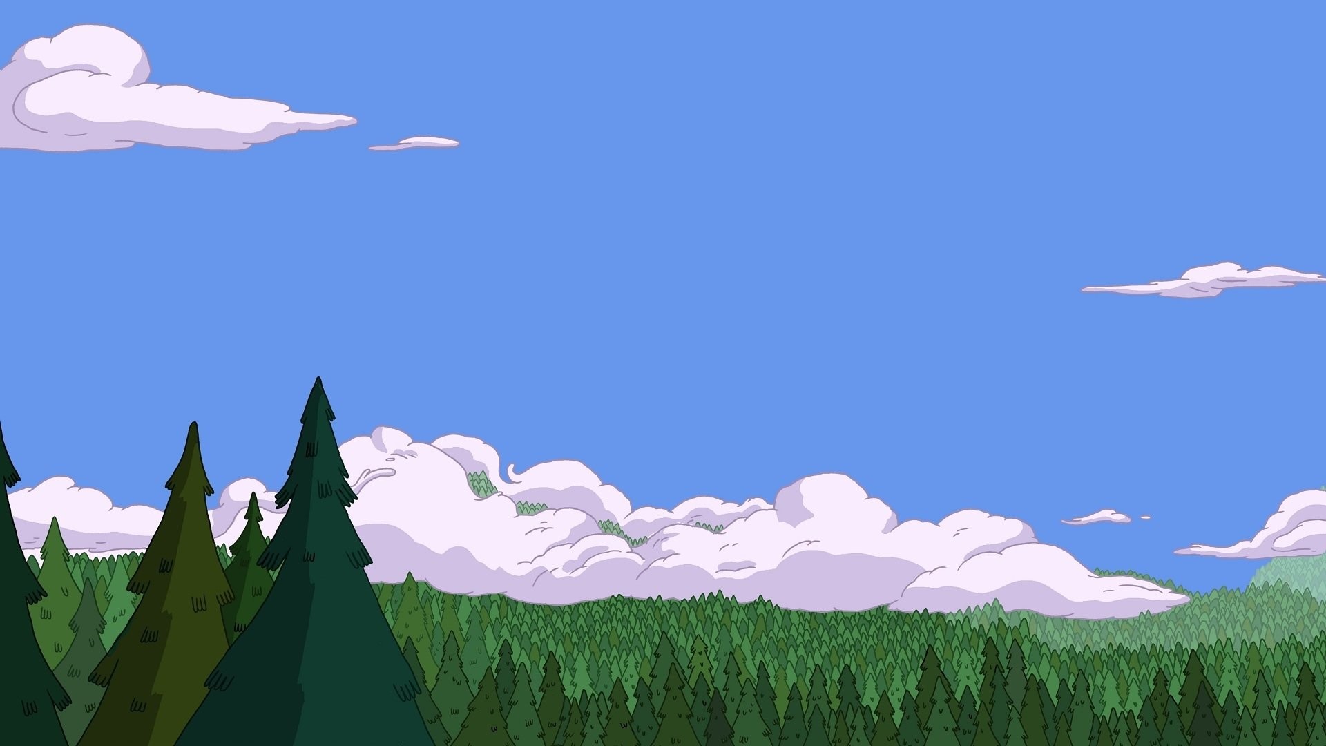 Adventure Time, Foresta, Nuvole, Cielo blu, Full HD, sfondo Windows 11