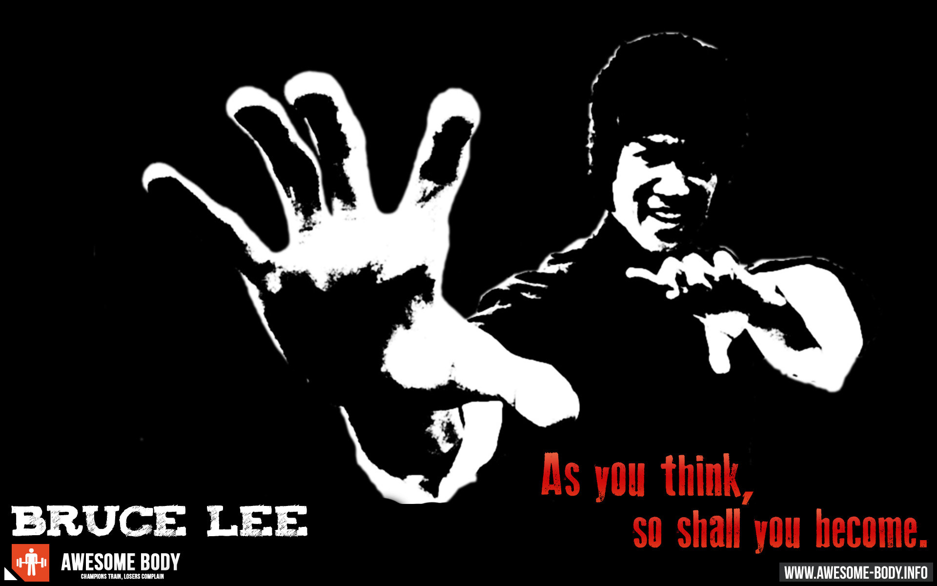 Bruce Lee, Citazione, Bianco e nero, Mano, 1920x1200, sfondo MacBook Pro