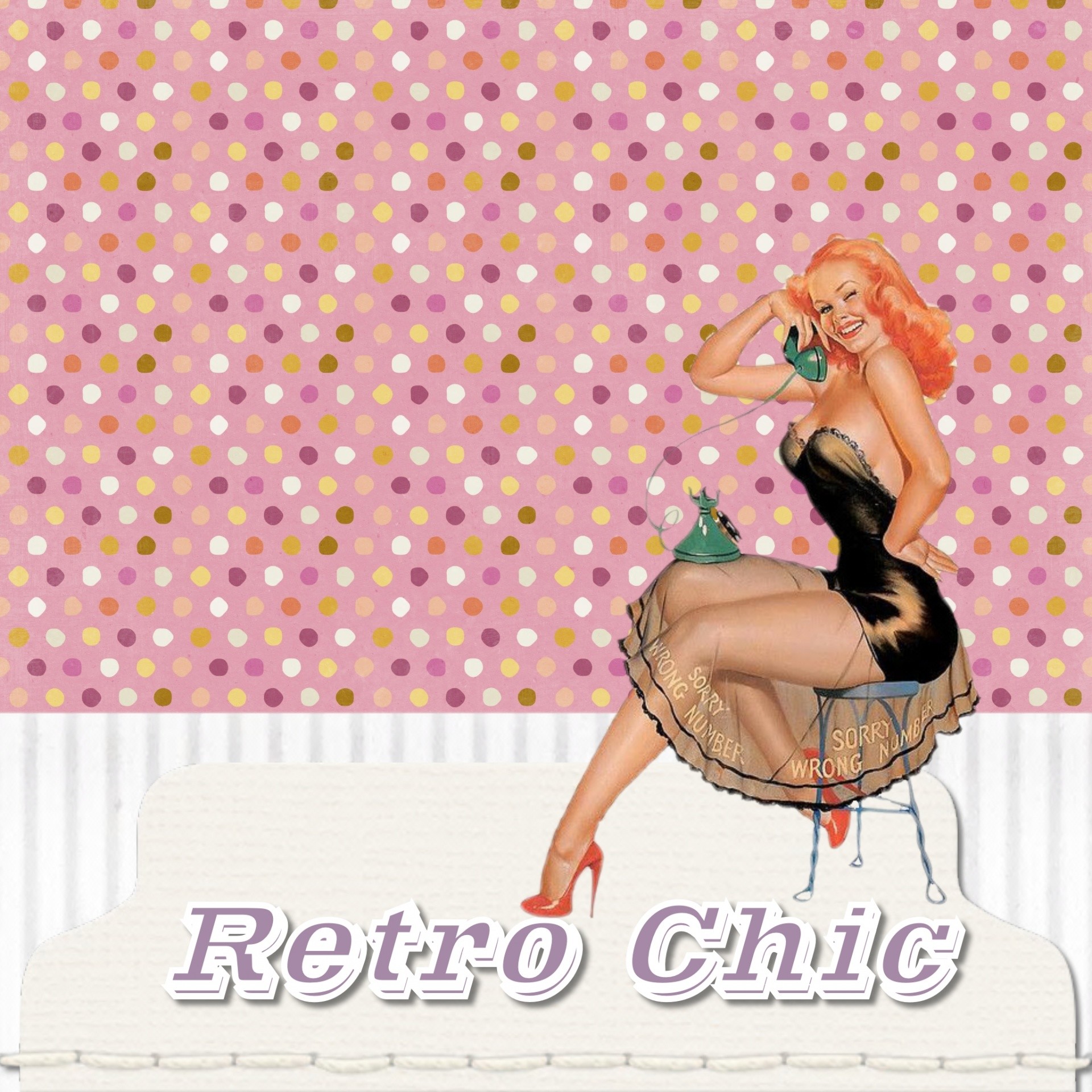 Retro Chic, Pin-up, Pois, Sfondo rosa, Full HD, schermata di blocco iPad
