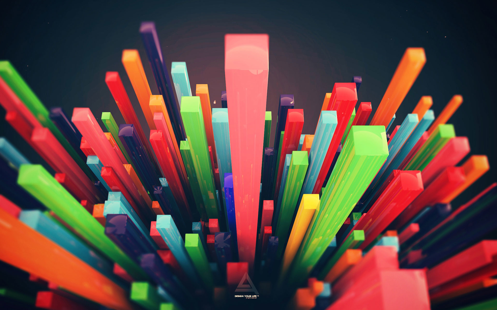 Barre 3D, Esplosione di colori, Astratto, Render 3D, 1920x1200, sfondo per PC