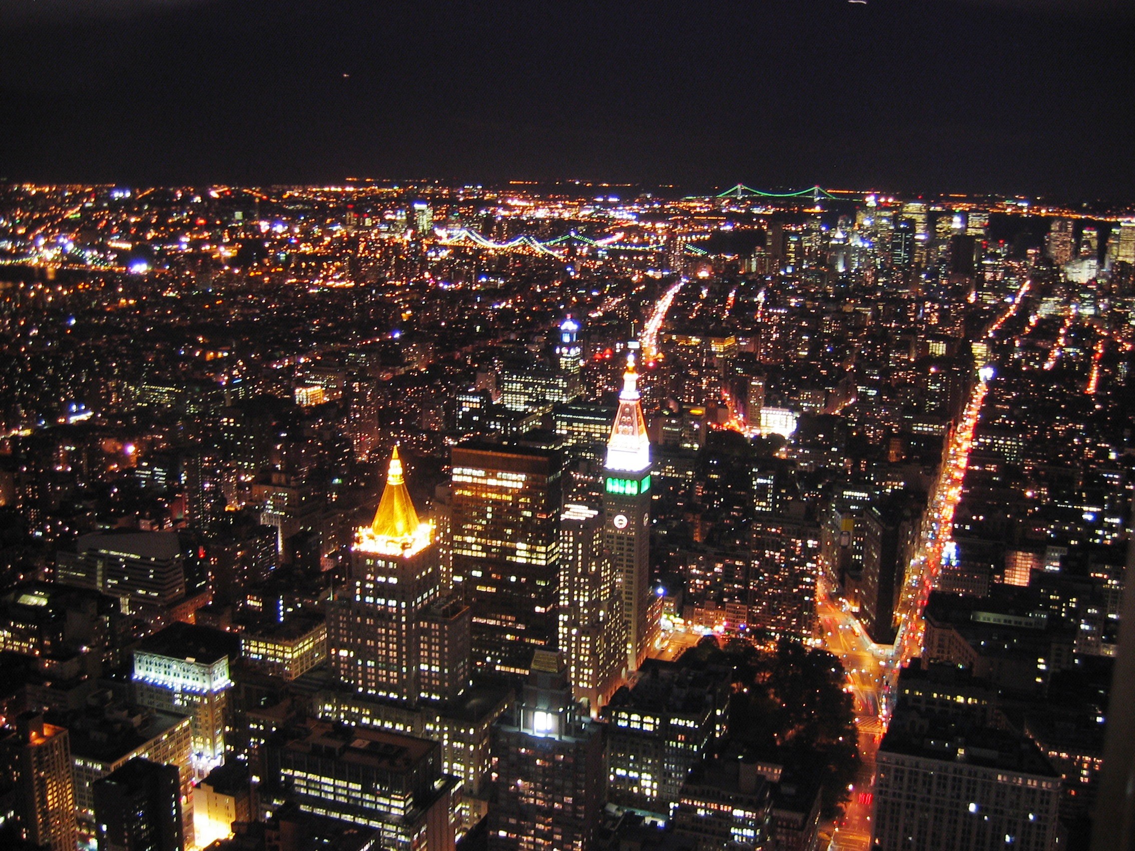 Manhattan, Vista aerea, Notte, Luci della città, Full HD, schermata di blocco iPad