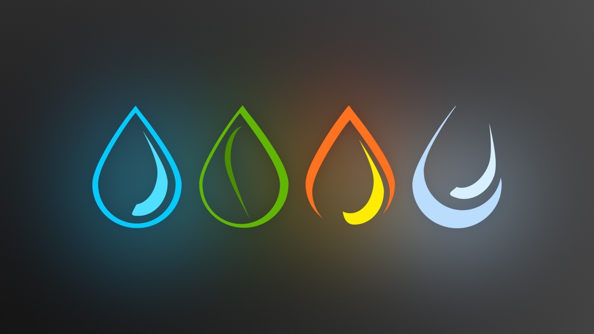 Quattro elementi, Gocce, Acqua, Fuoco, Sfondo grigio, Full HD, wallpaper per computer